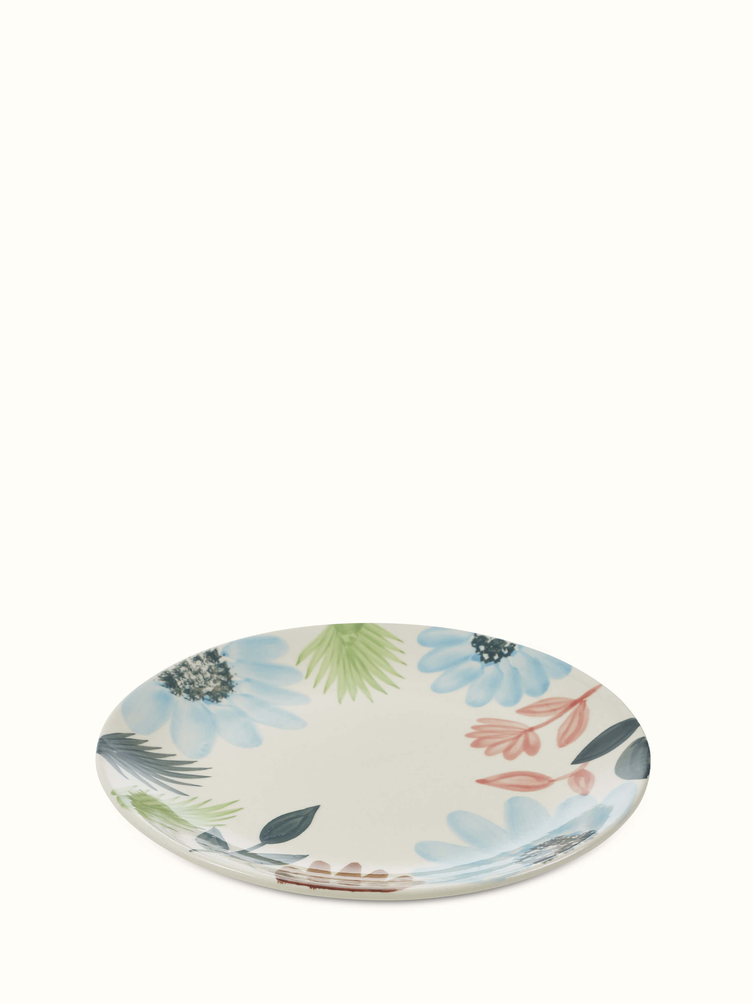 Close-up of Khurja Pottery Ceramic Dinner Plates Multicolor (4 pcs), emphasizing the hand-painted patterns