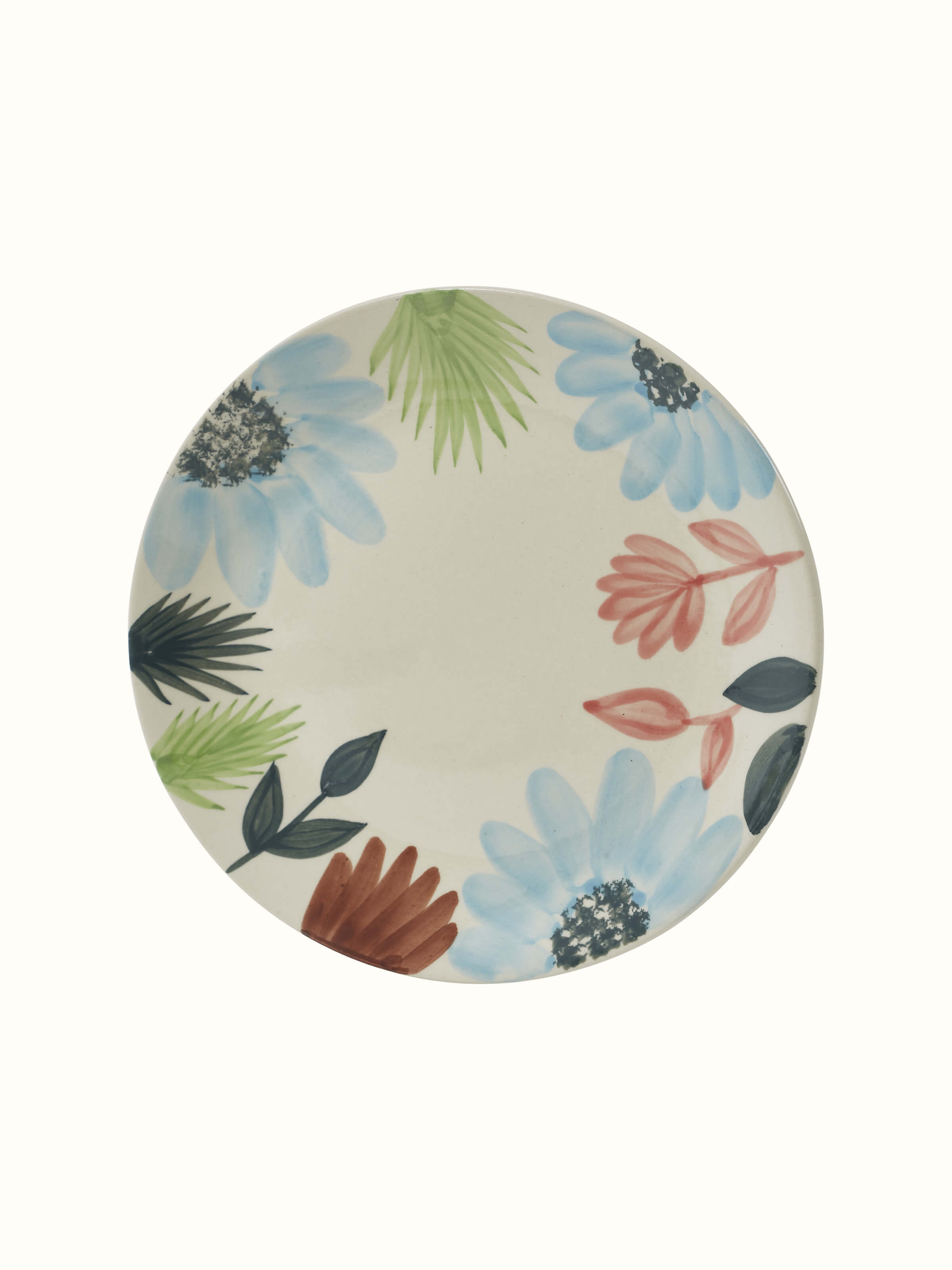 Detailed view of Khurja Pottery Ceramic Dinner Plates Multicolor (4 pcs), showing the texture and glaze finish