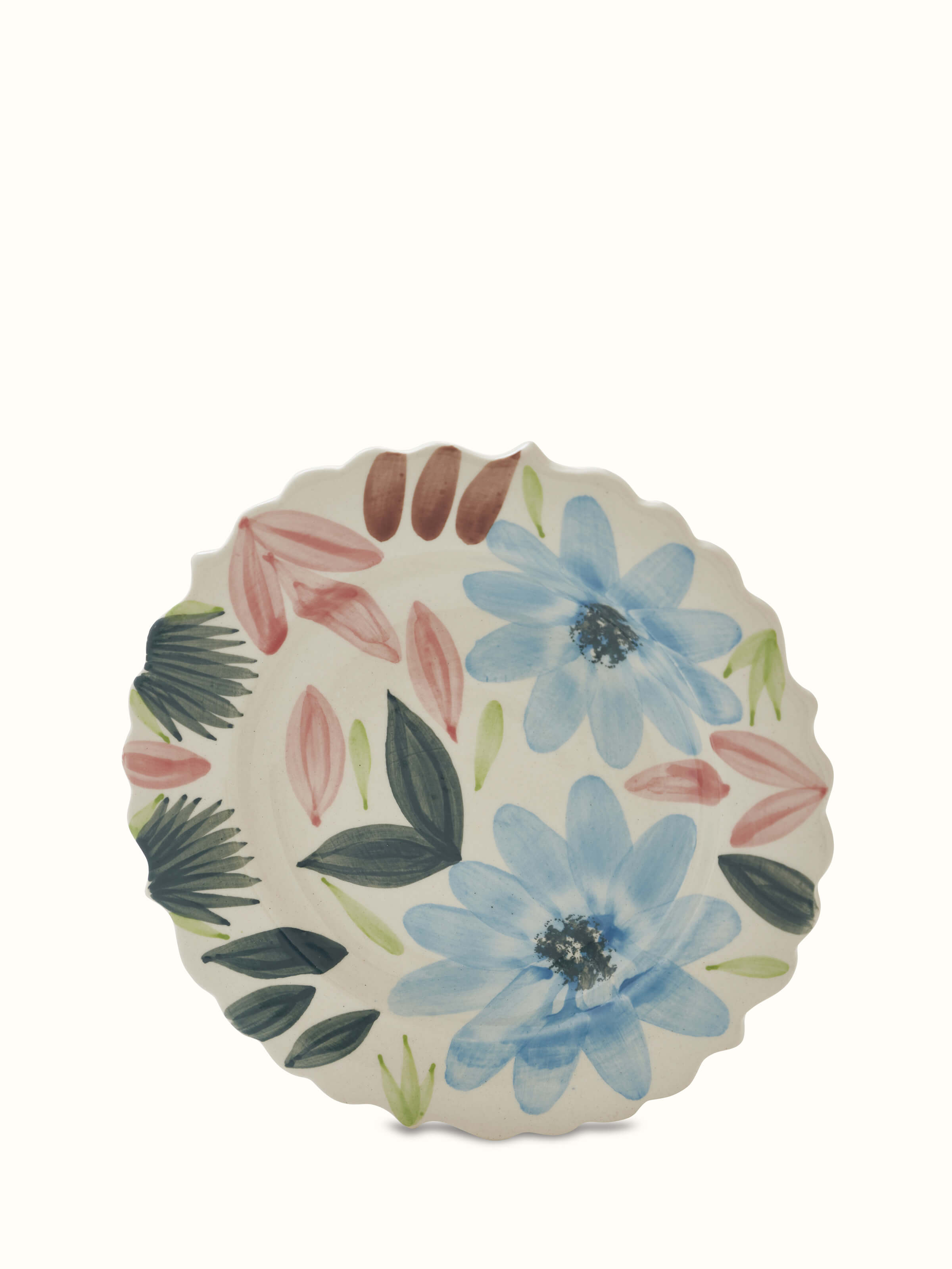 Top view of Khurja pottery ceramic salad plates in multicolor (4 pcs) highlighting the vibrant, artistic patterns