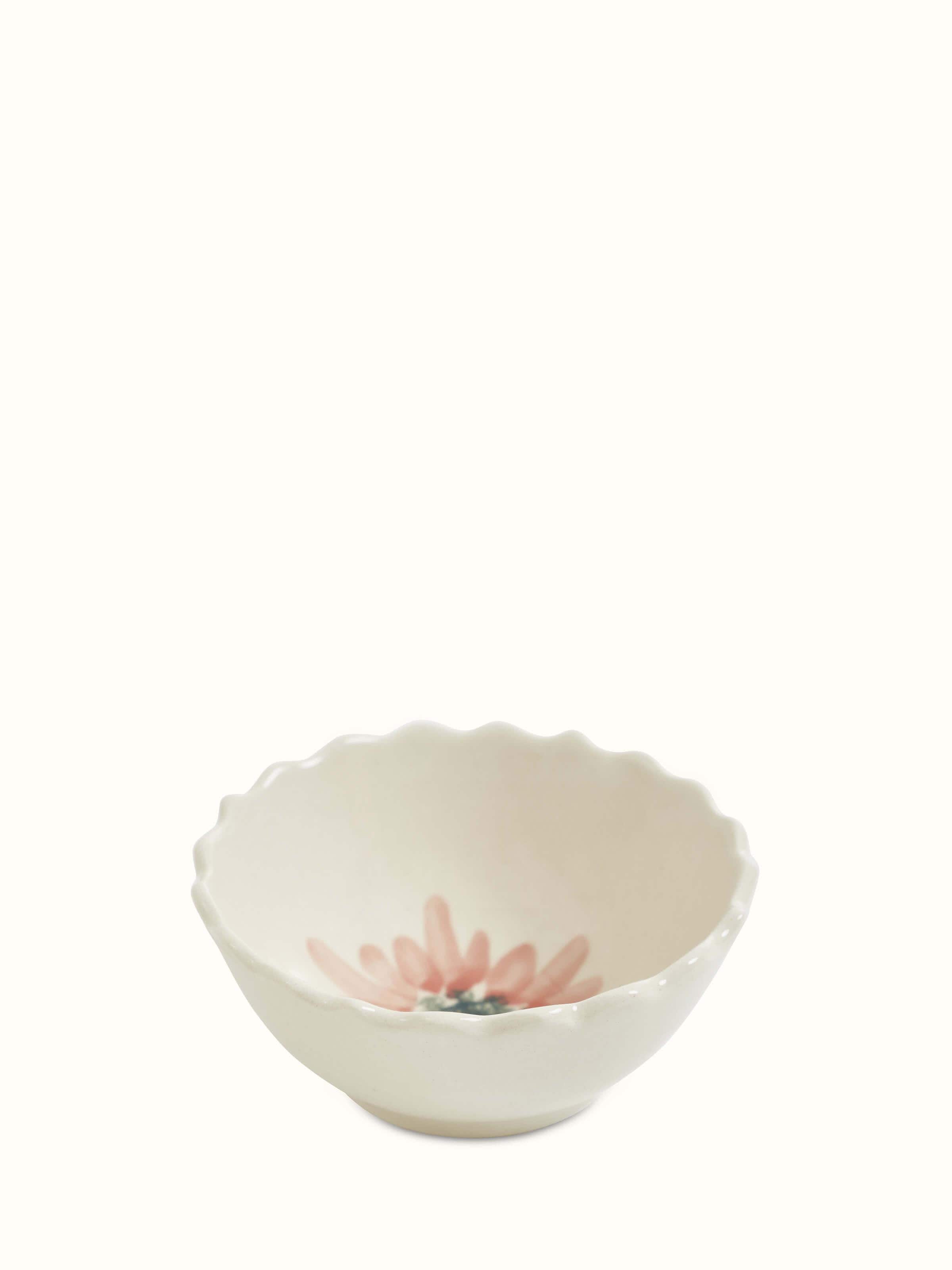 Close-up view of Khurja pottery ceramic simple dinner bowls in white, displaying smooth finish.