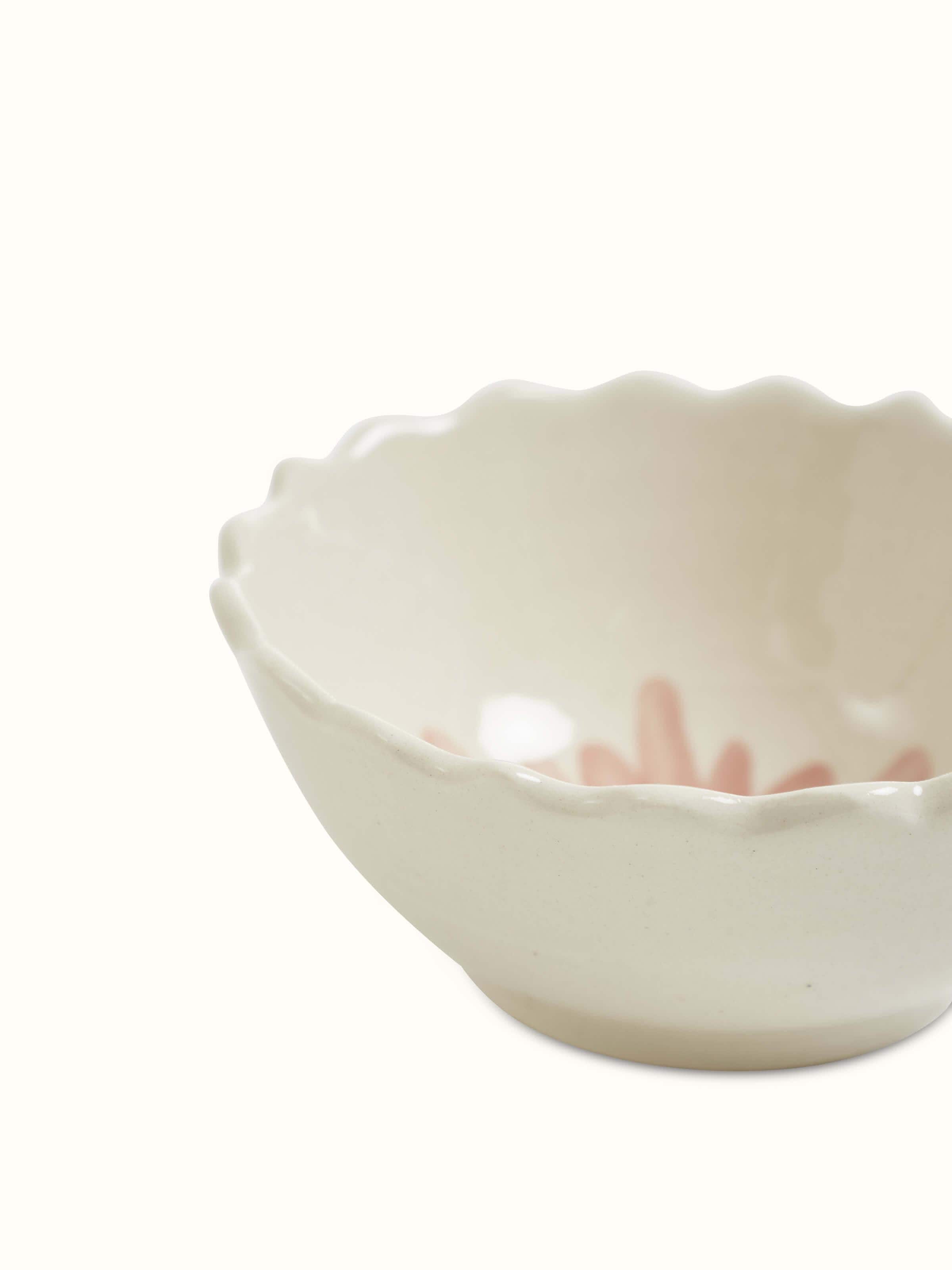 Side view of Khurja pottery ceramic simple dinner bowls in white, highlighting bowl shape.