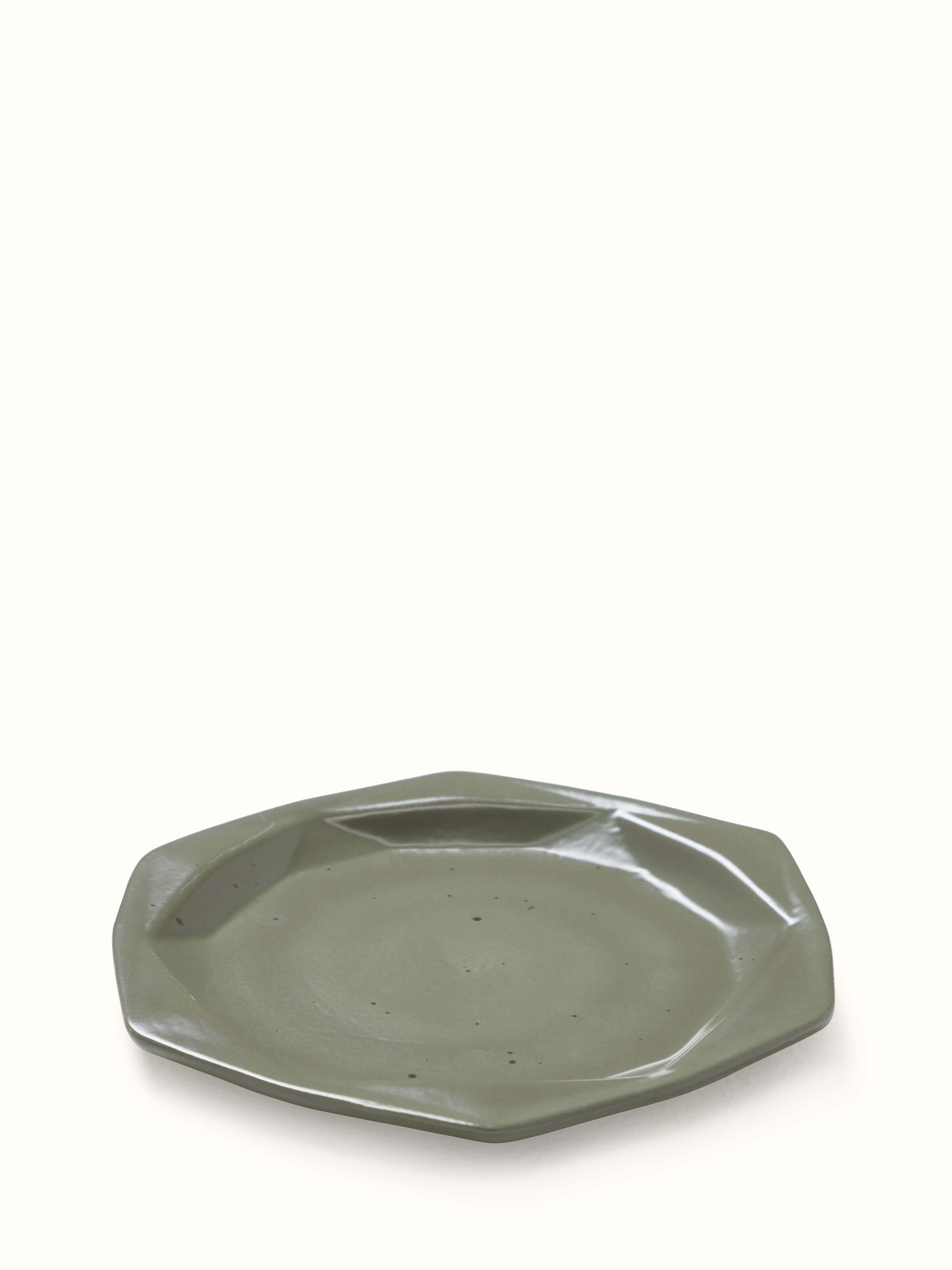 Top view of Khurja pottery ceramic salad plates green (4 pcs) highlighting the elegant design