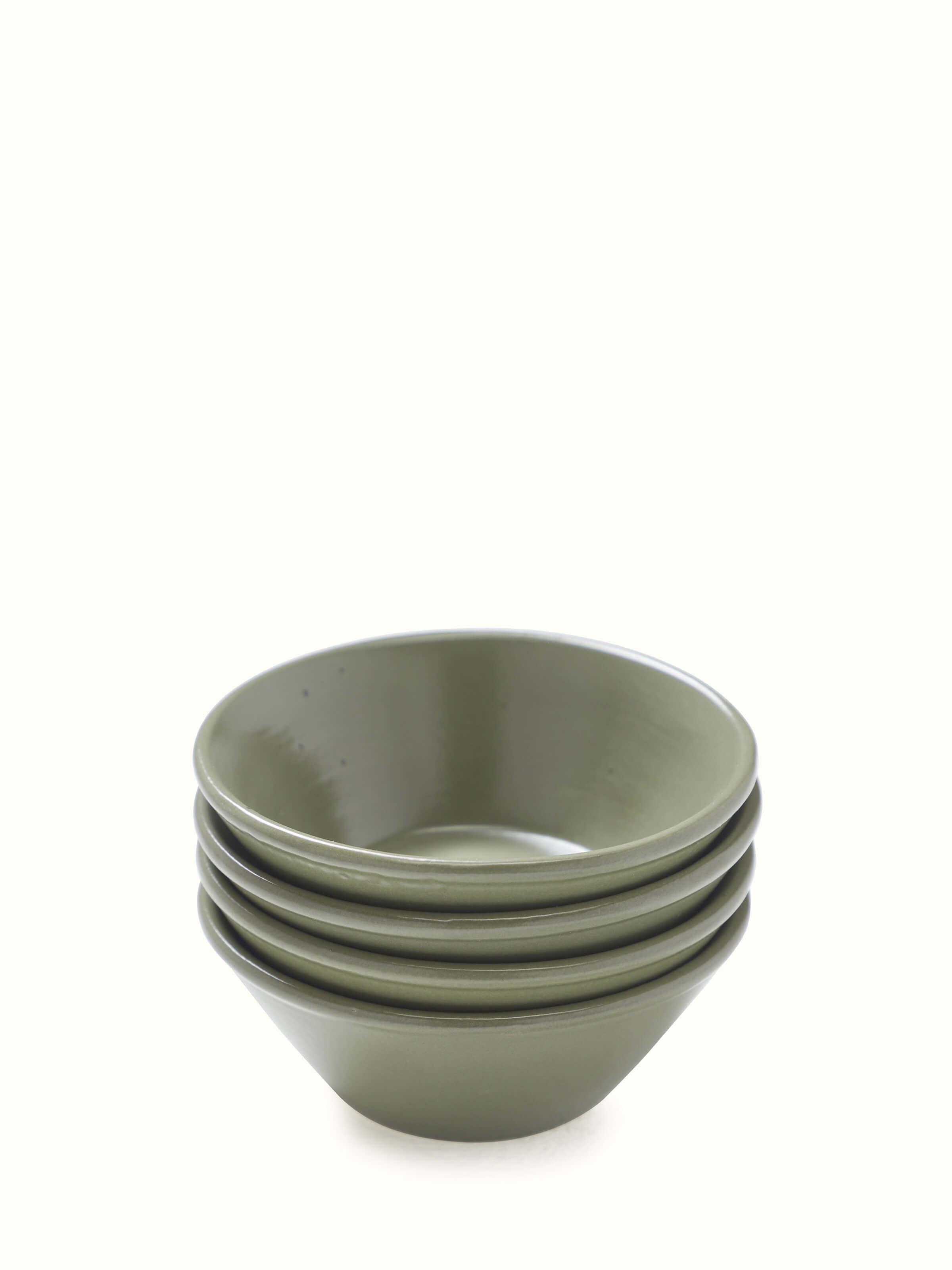Overall view of Khurja Pottery Ceramic Dinner Bowls Green (4 pcs) demonstrating craftsmanship