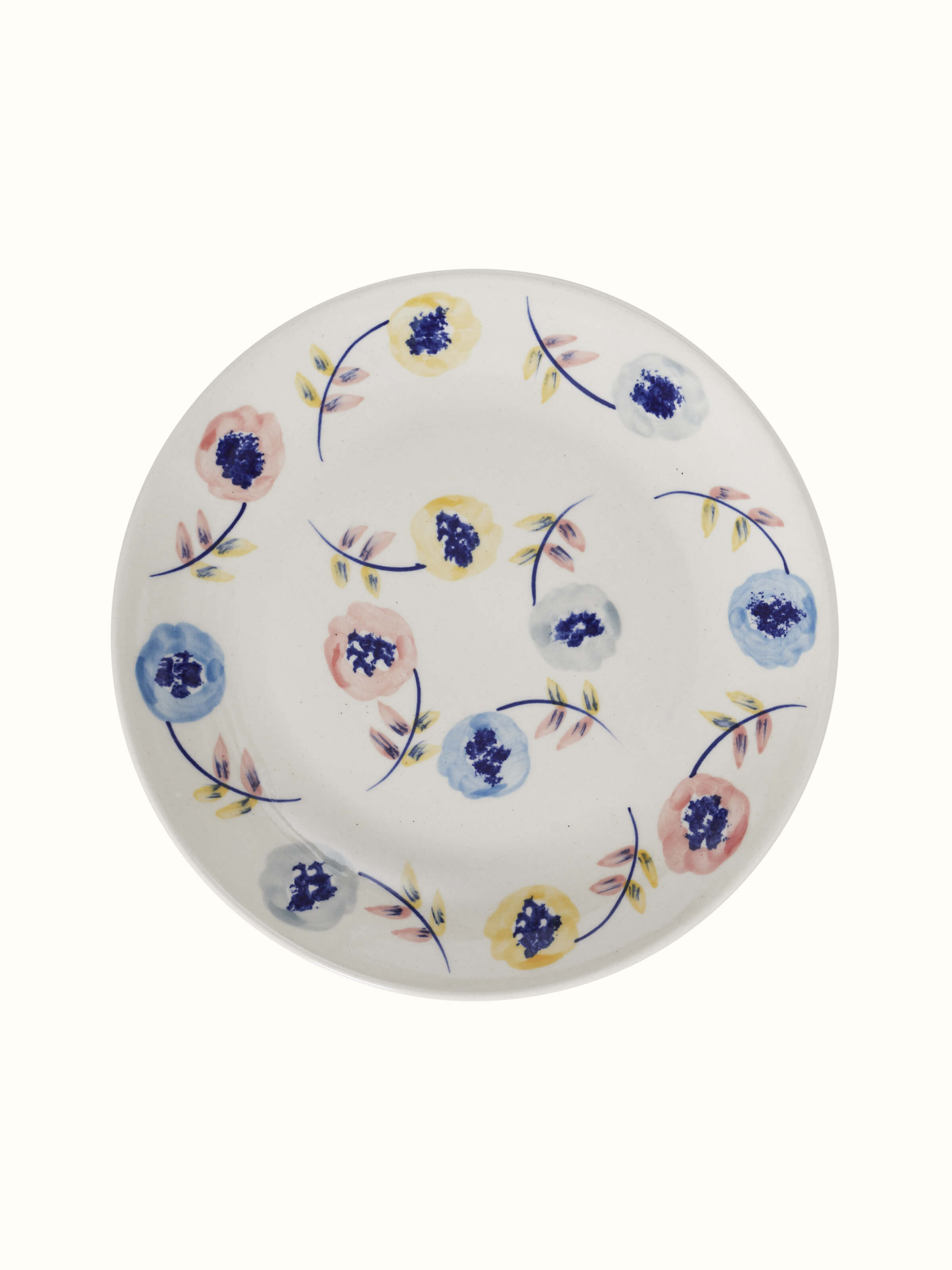 Detailed view of Khurja pottery ceramic dinner plates (4 pcs) highlighting their artisanal finish
