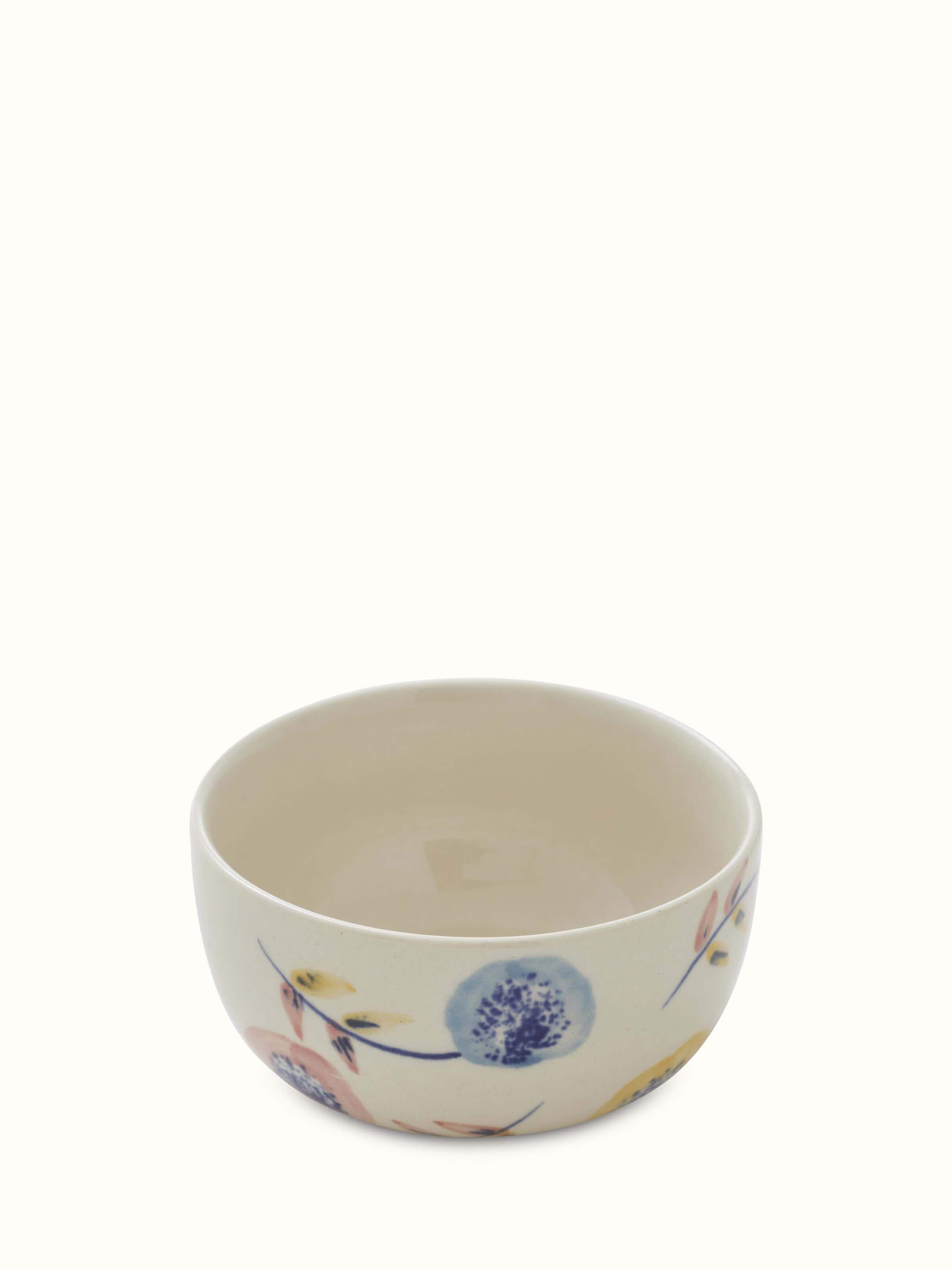 Close-up view of Khurja pottery ceramic soup bowls (2 pcs) with detailed craftsmanship