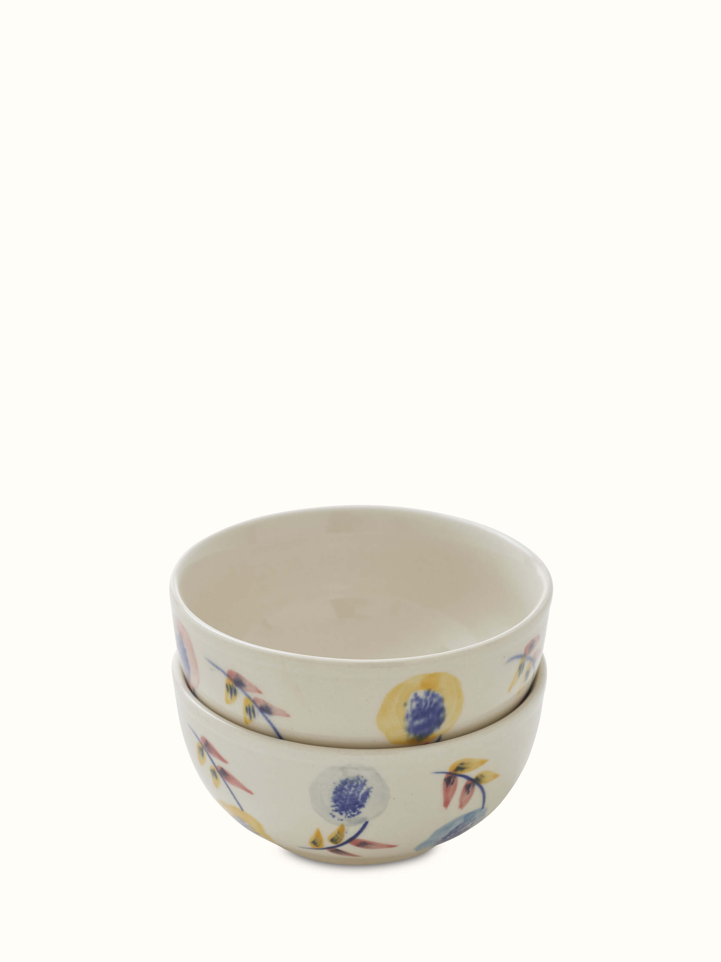 Front view of Khurja pottery ceramic nut bowls set of 2, highlighting their traditional design and glaze.