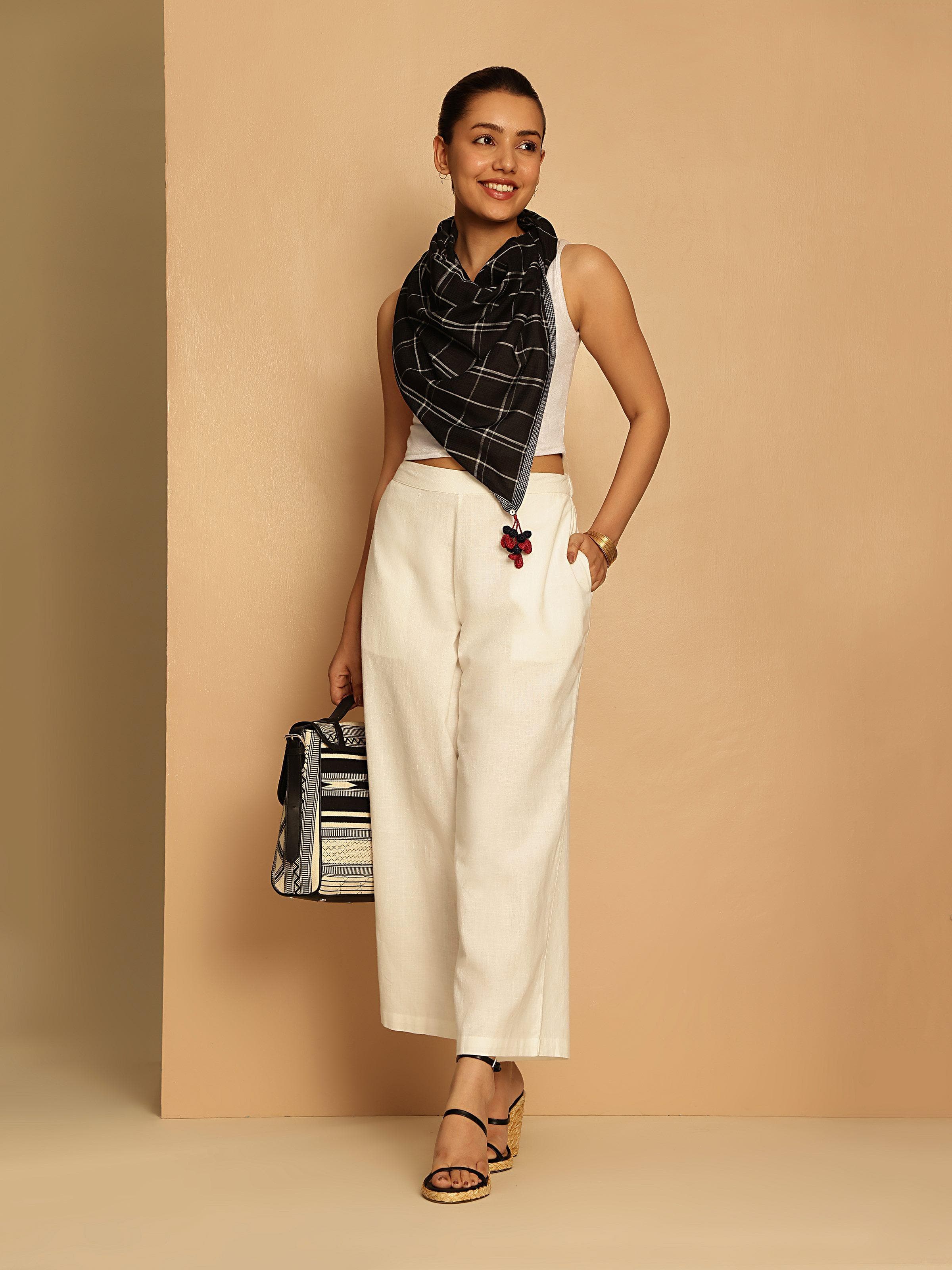 White Cotton Hand-Spun Palazzos