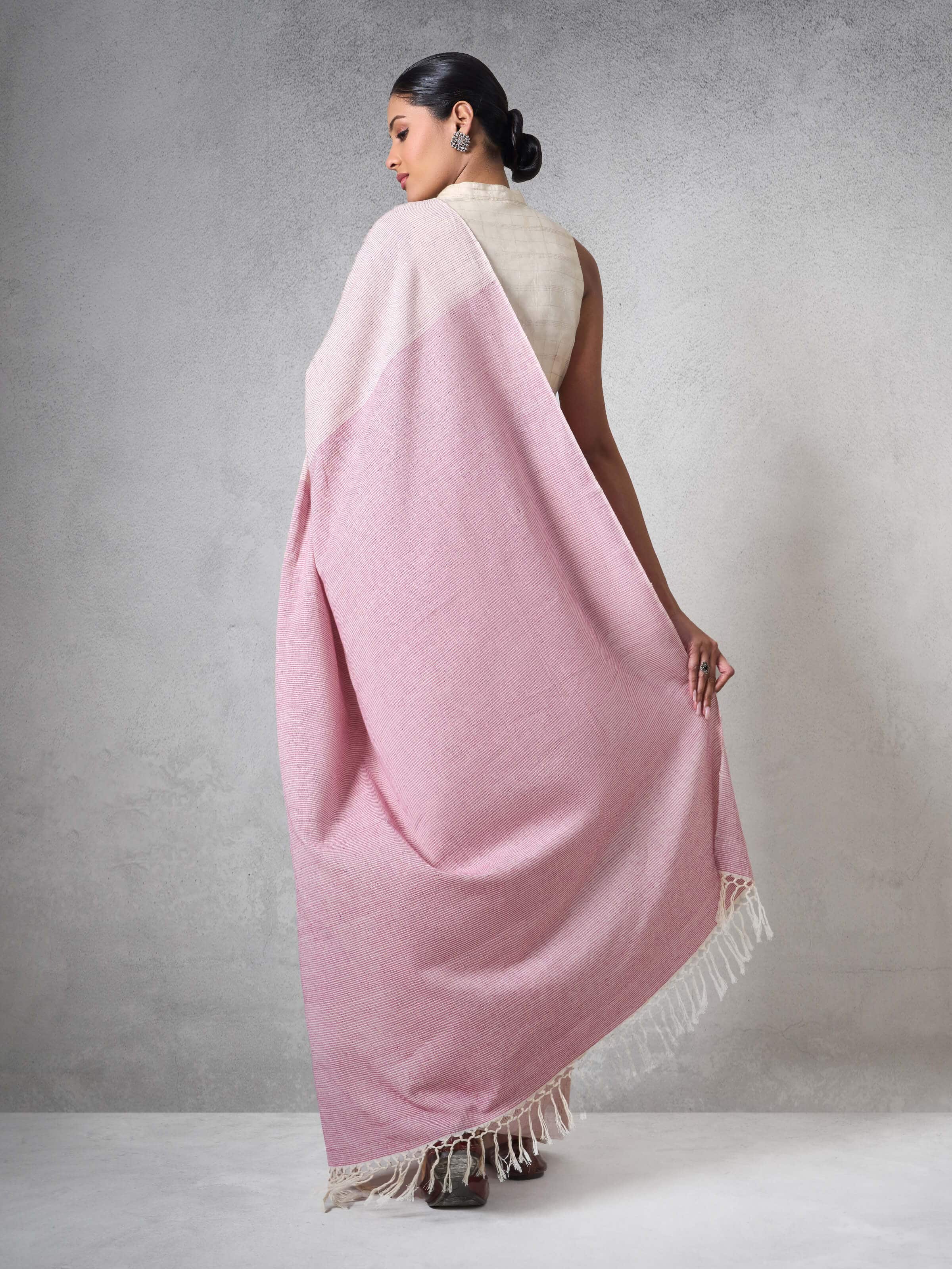 Pink Cotton Hand-spun Saree