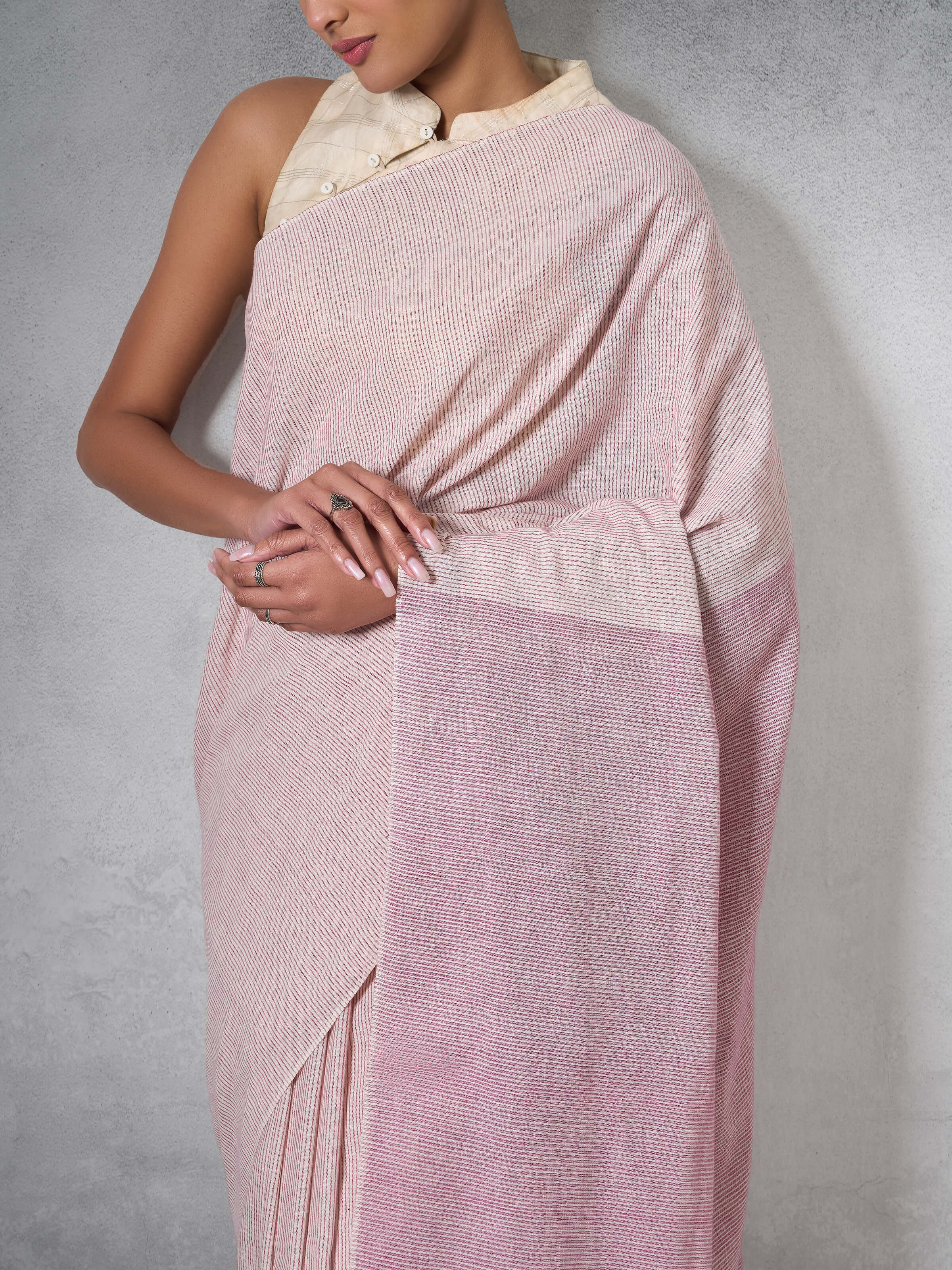 Pink Cotton Hand-spun Saree
