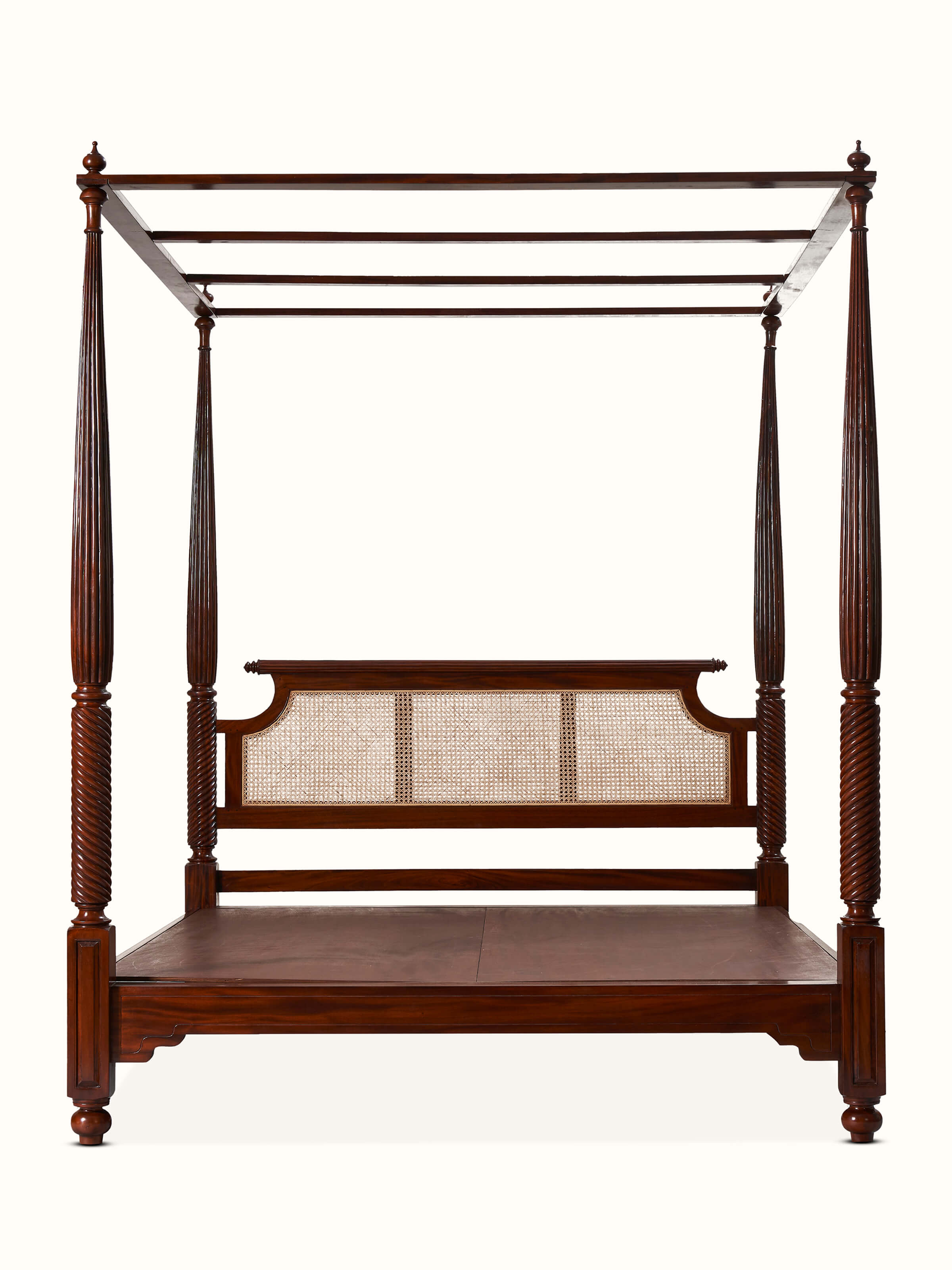 Mahogany Wood & Cane Poster Bed