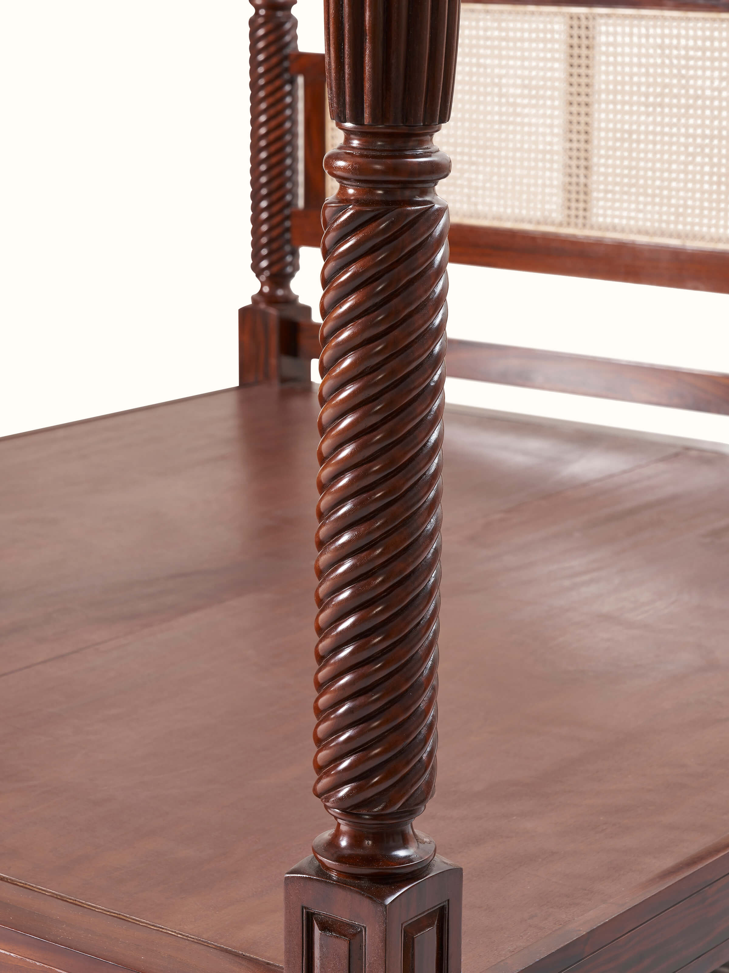 Mahogany Wood & Cane Poster Bed