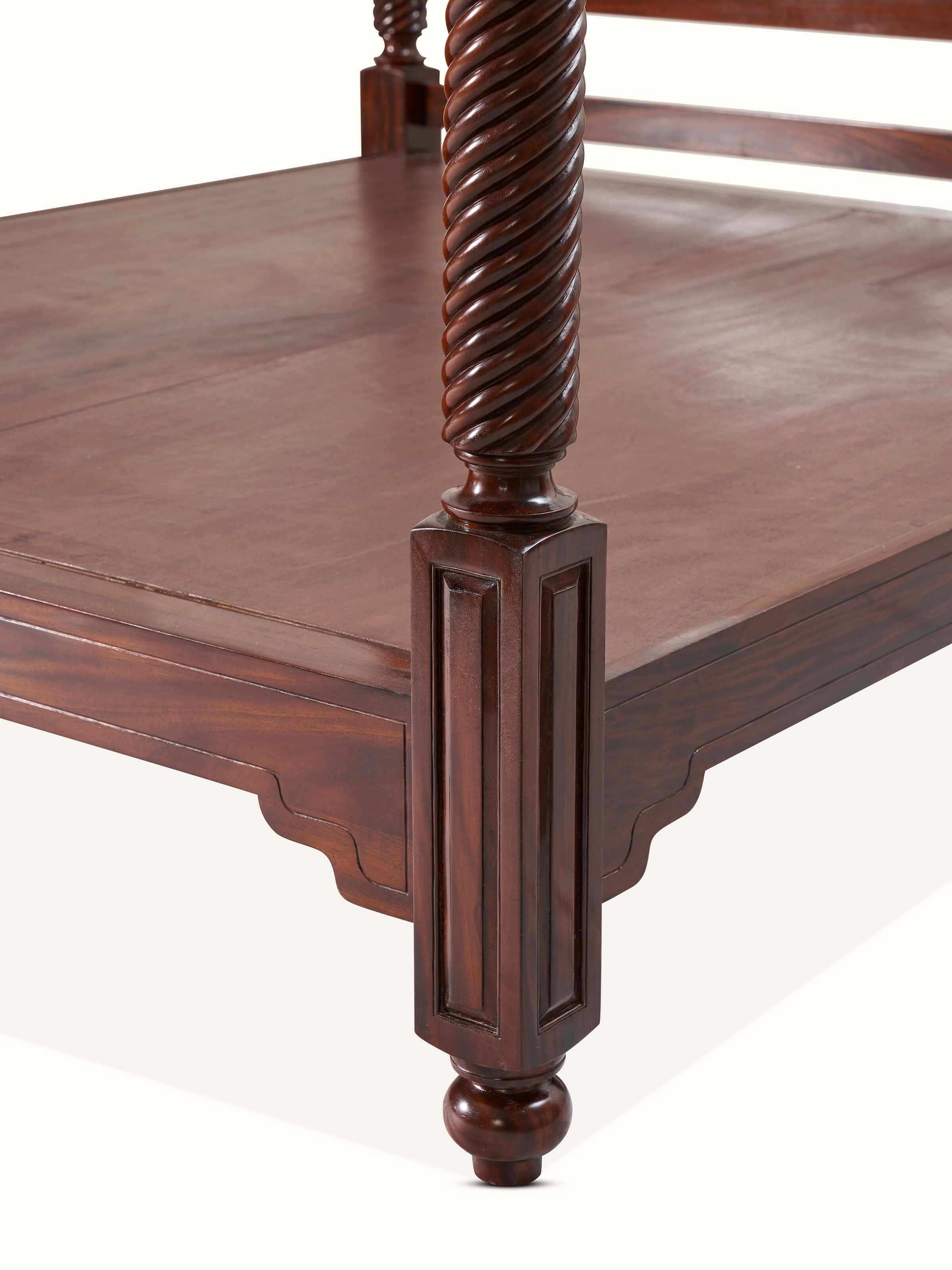 Mahogany Wood & Cane Poster Bed