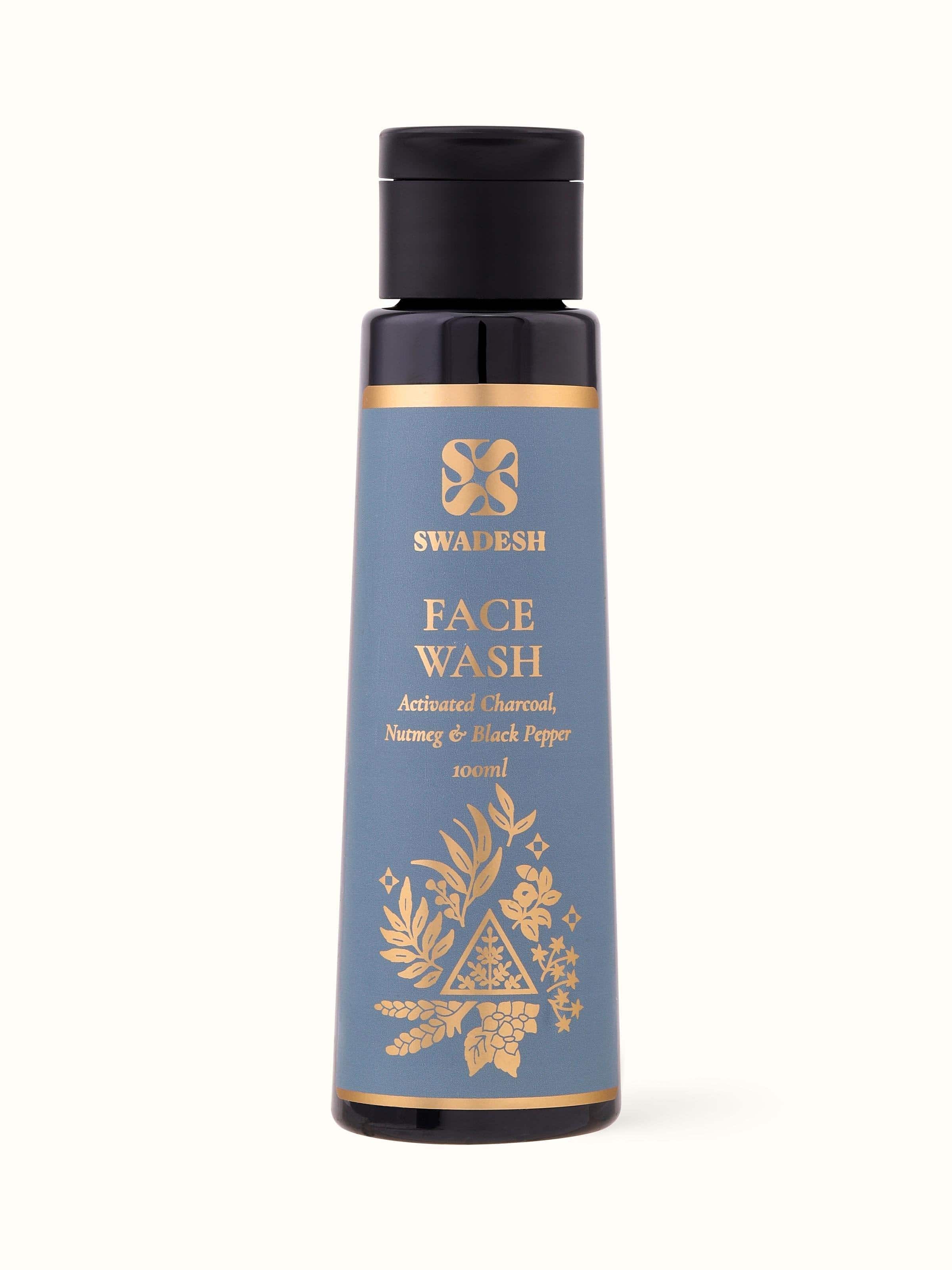 Front view of Face Wash Activated Charcoal, Tea & Vetiver highlighting its sleek design and detoxifying properties