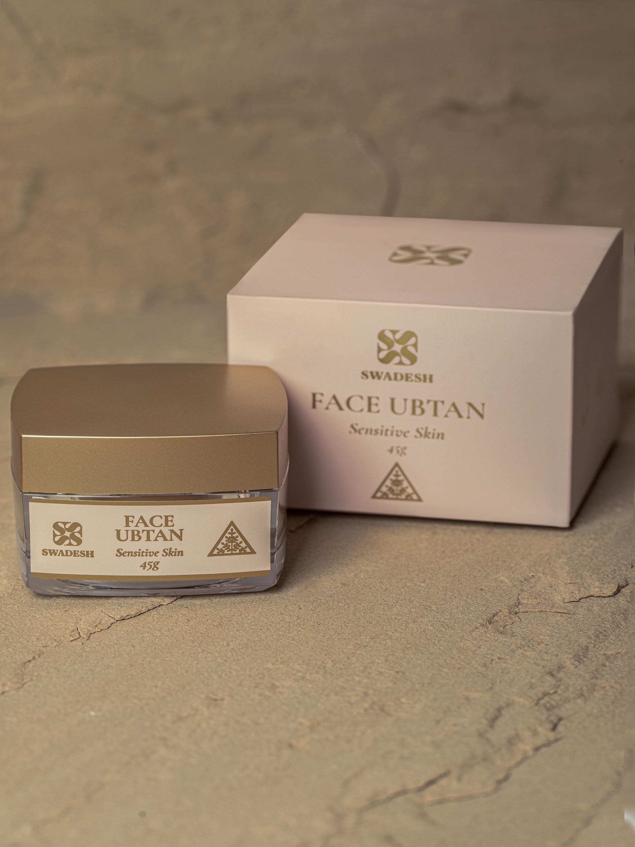 Close-up of Face Ubtan Sensitive Skin emphasizing the texture of the product.