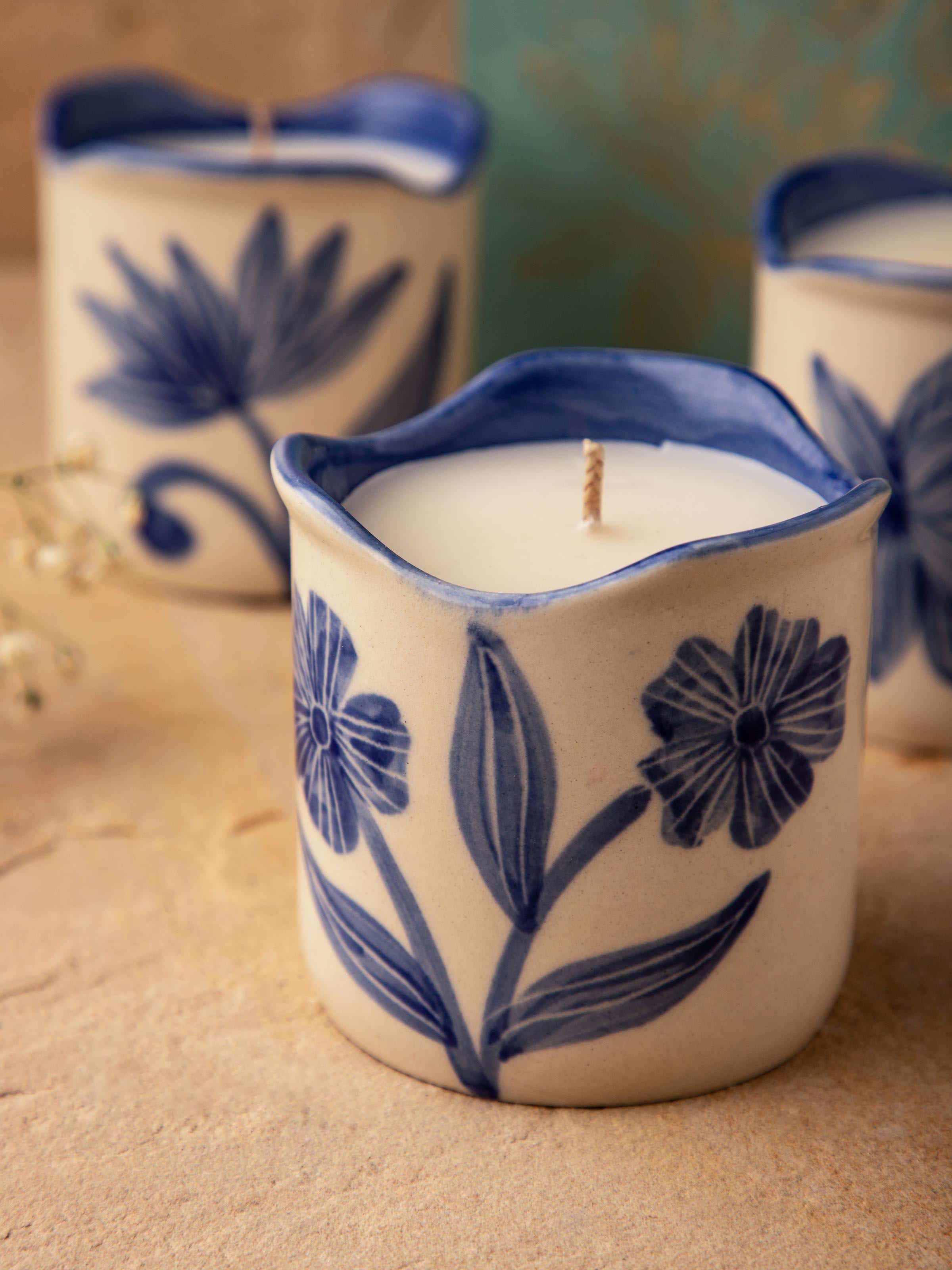 Close-up of Ceramic Candles highlighting intricate patterns and color details
