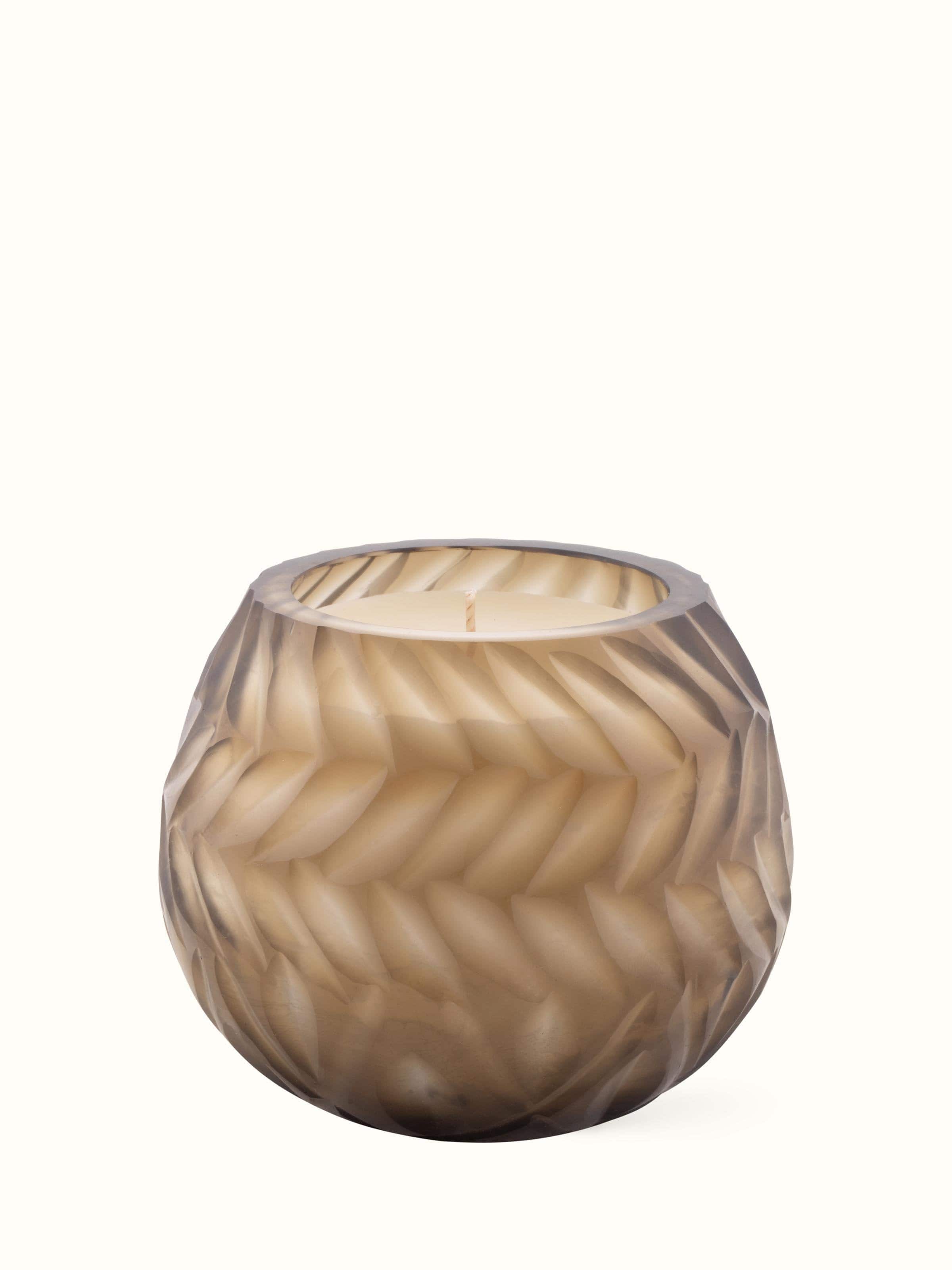 Front view of Lotus Glass Candle showcasing its elegant design and calming fragrance