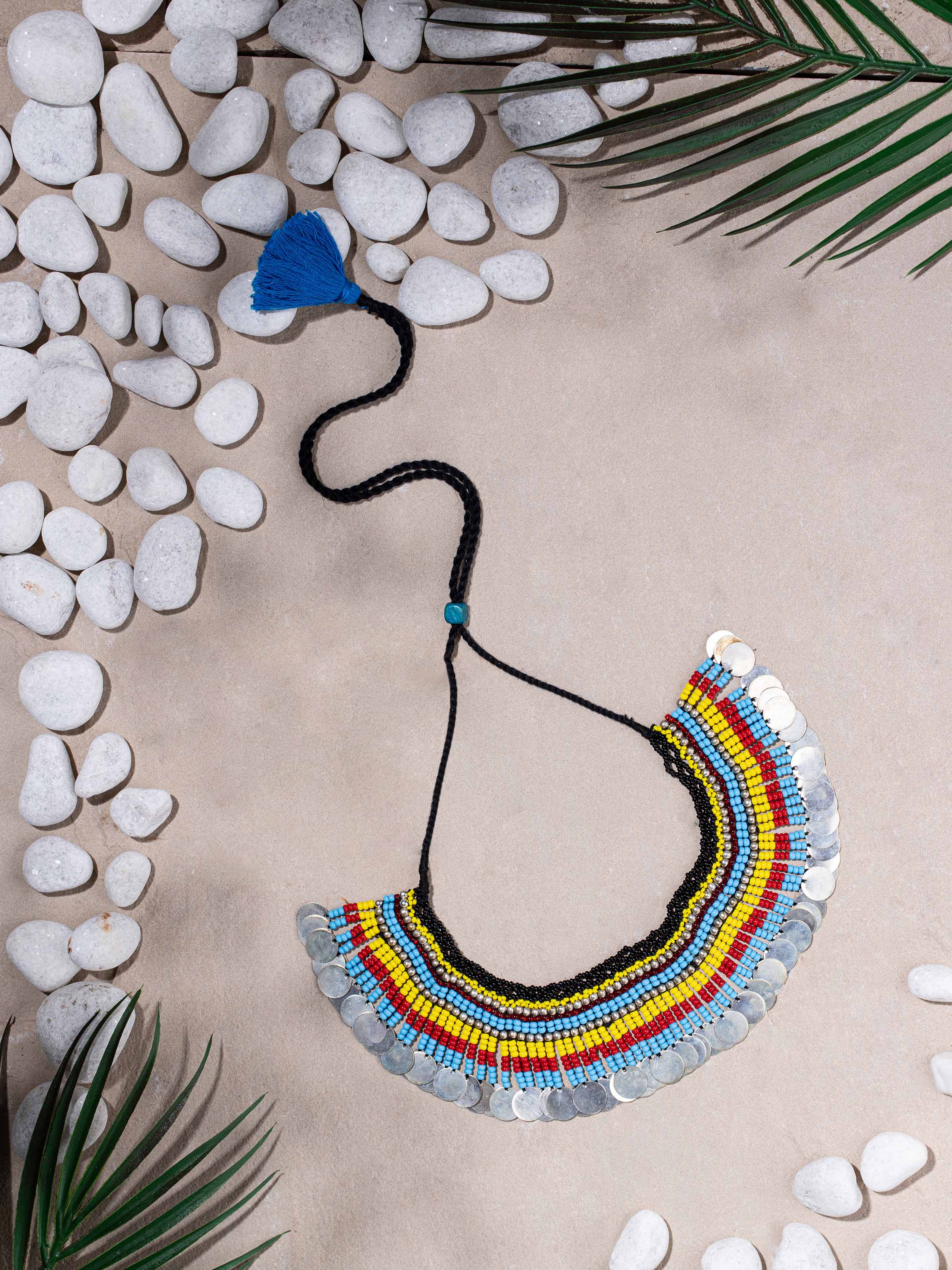 Side view of Handcrafted Collar Necklace showcasing the elegant collar design and artisanal details.