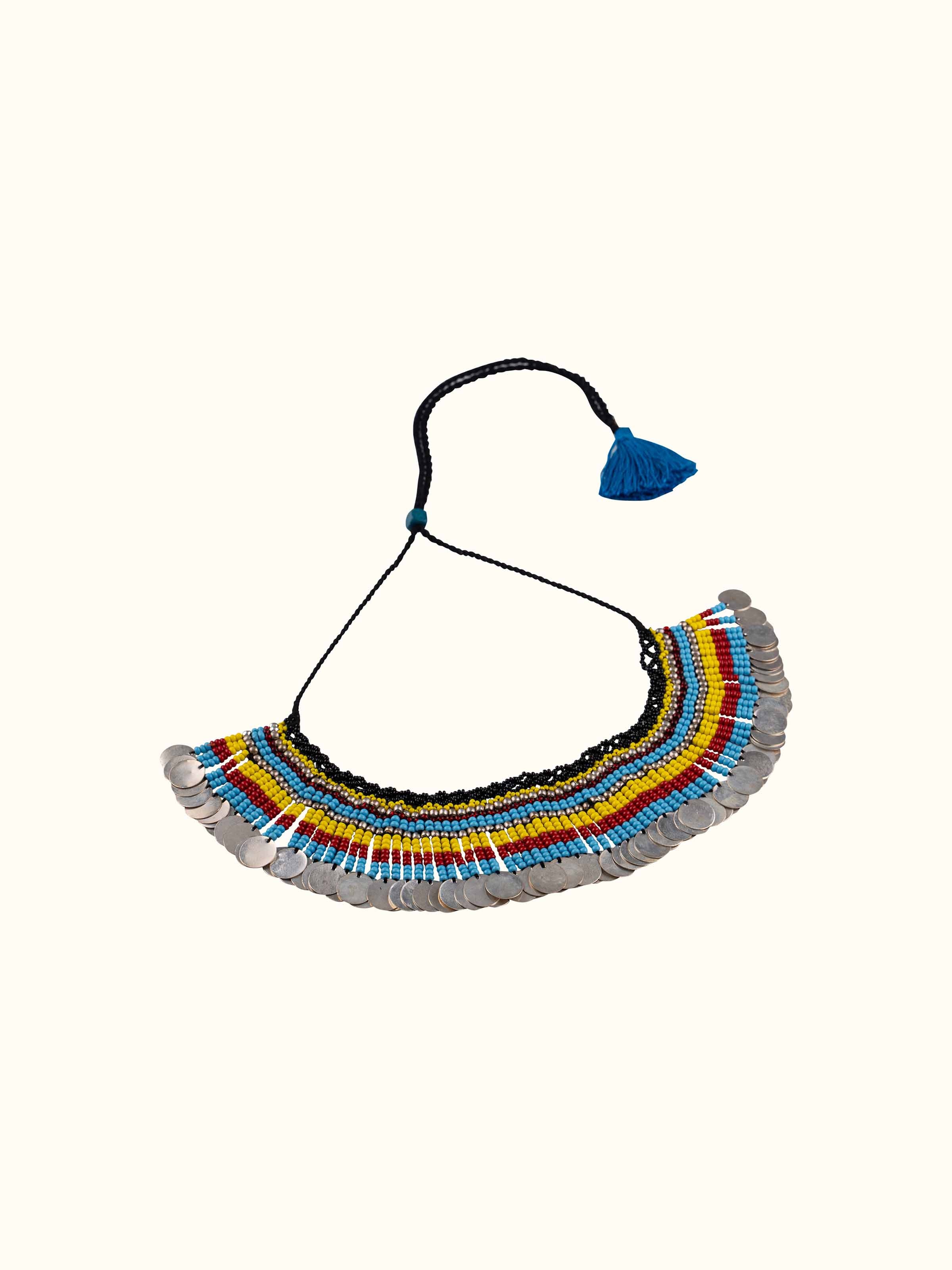 Back view of Handcrafted Collar Necklace focusing on the secure clasp and intricate design.