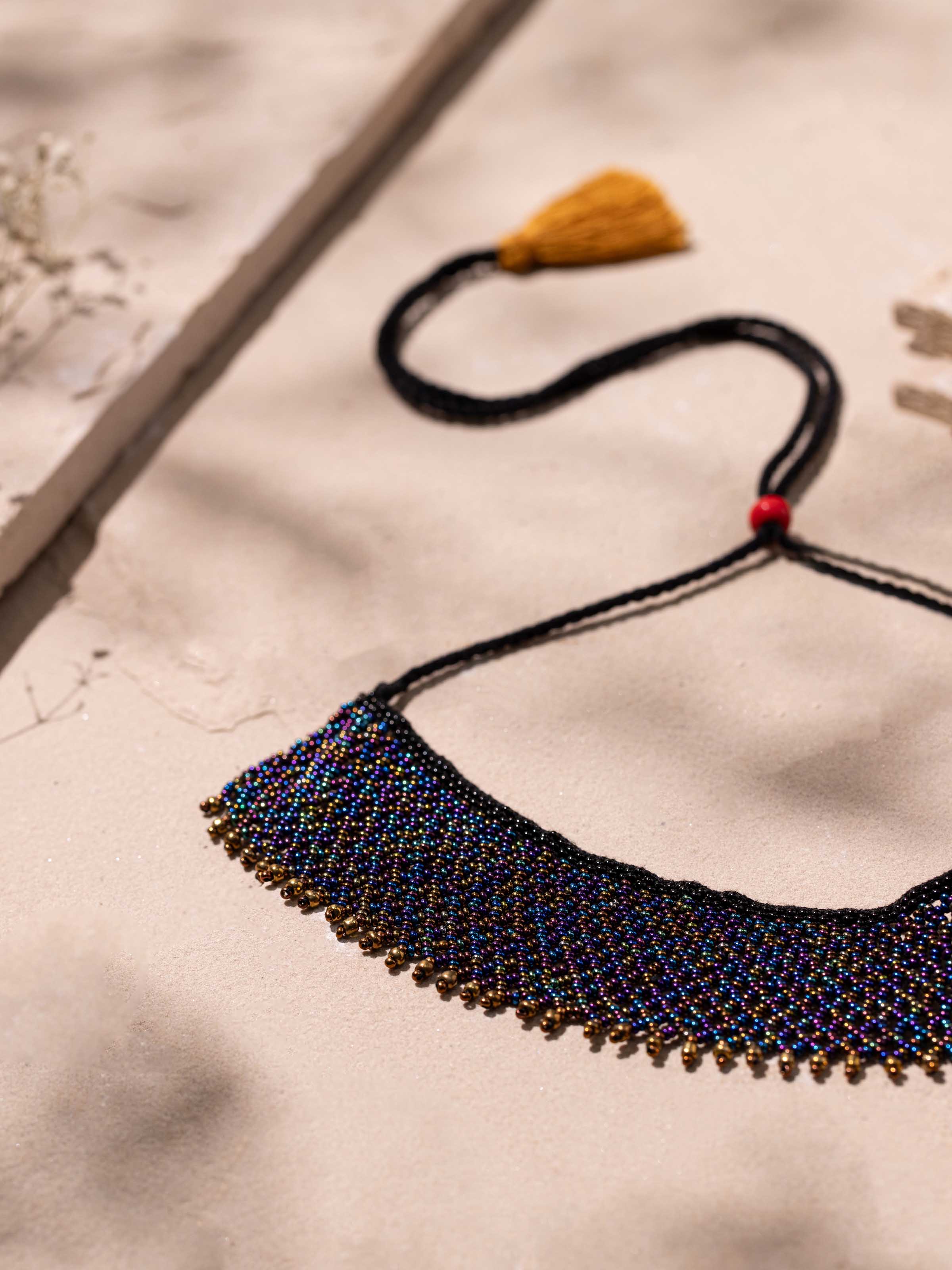 Detailed view of Handcrafted choker showcasing intricate workmanship and stylish design