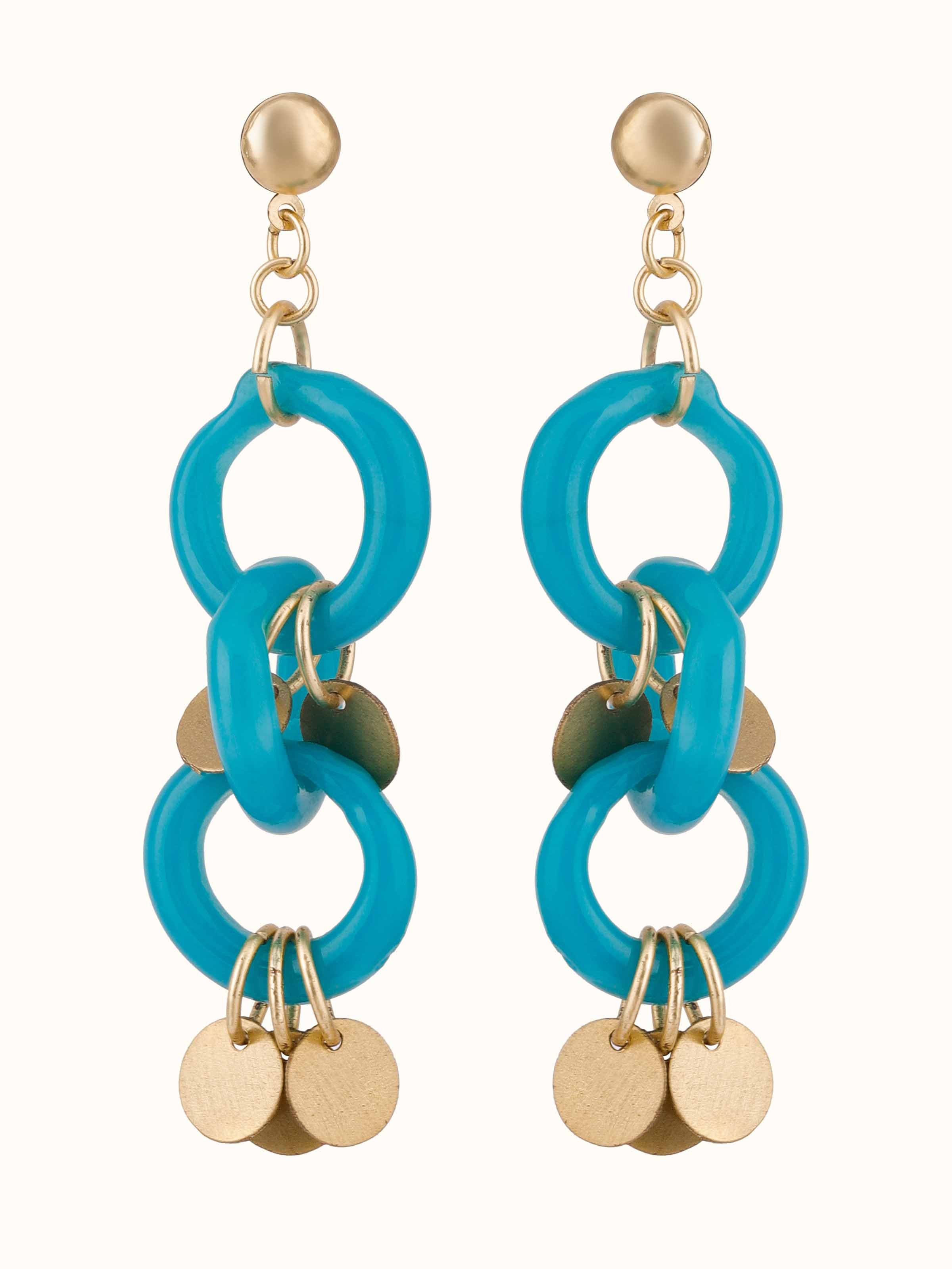 Front view of Glass bead drop earrings highlighting bead arrangement