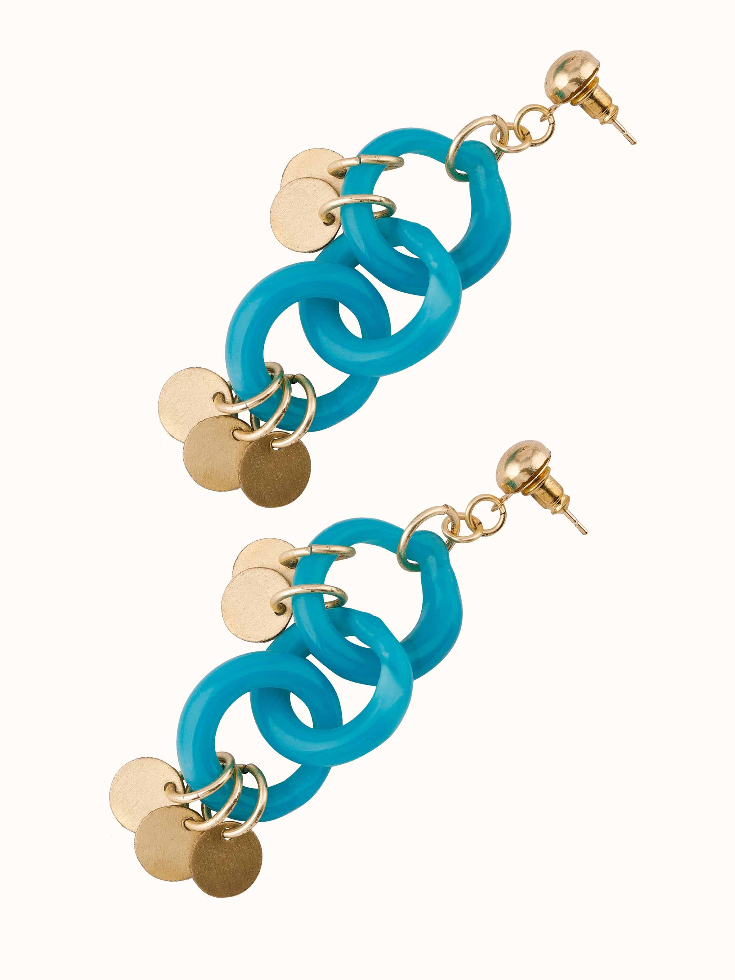 Detailed view of Glass bead drop earrings highlighting craftsmanship