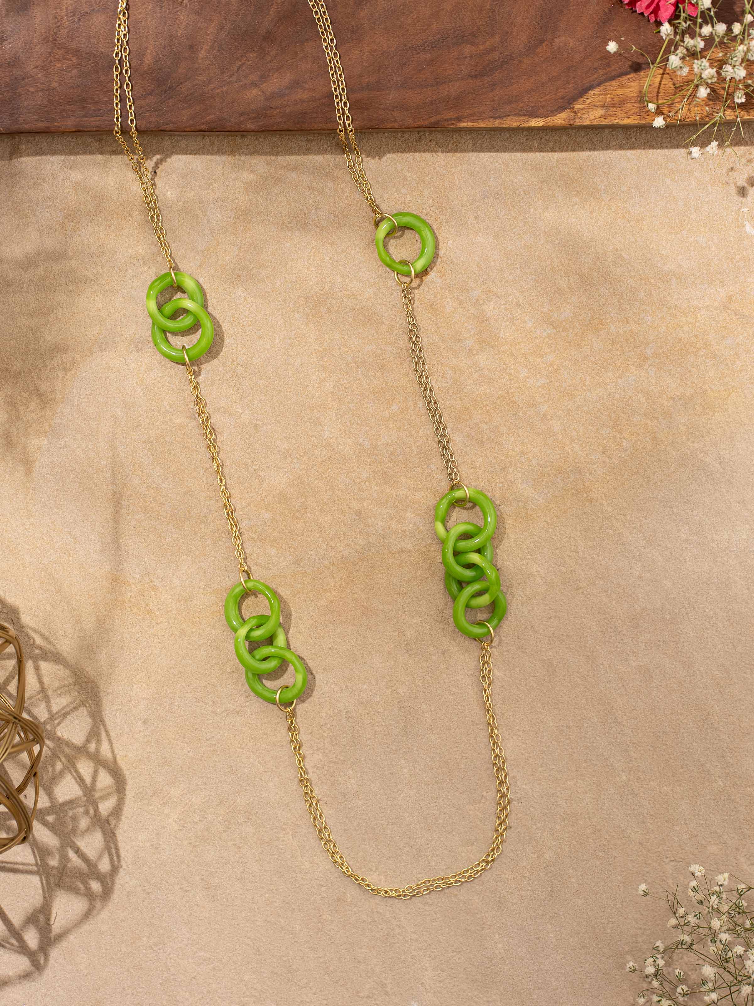 Side view of Jaipur Meenakari 22 Karat Gold Pendant & Chain highlighting the detailed meenakari work and elegant design.