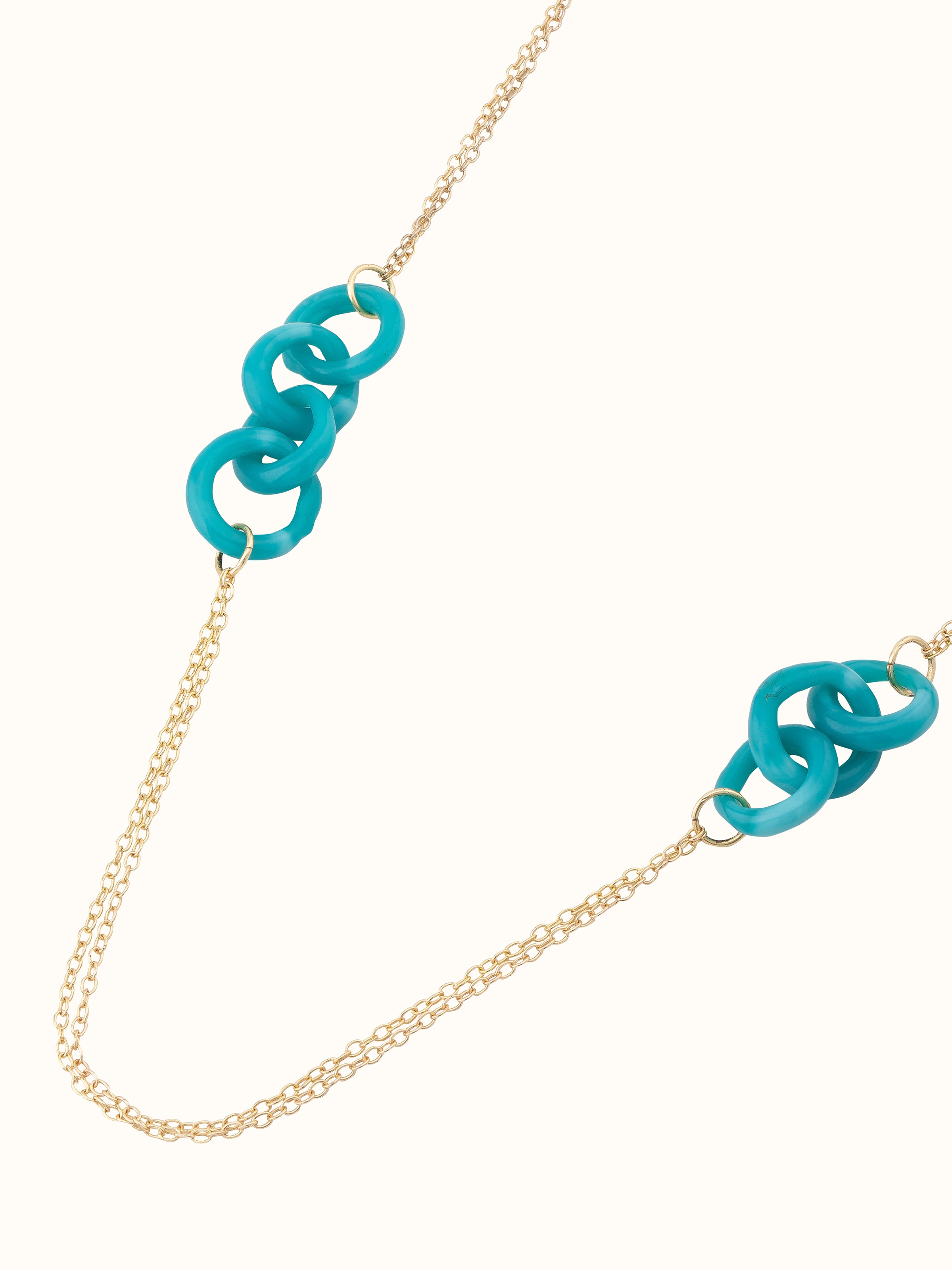 Angled view of Glass Bead Long Necklace showcasing the elegant design and vibrant beads.