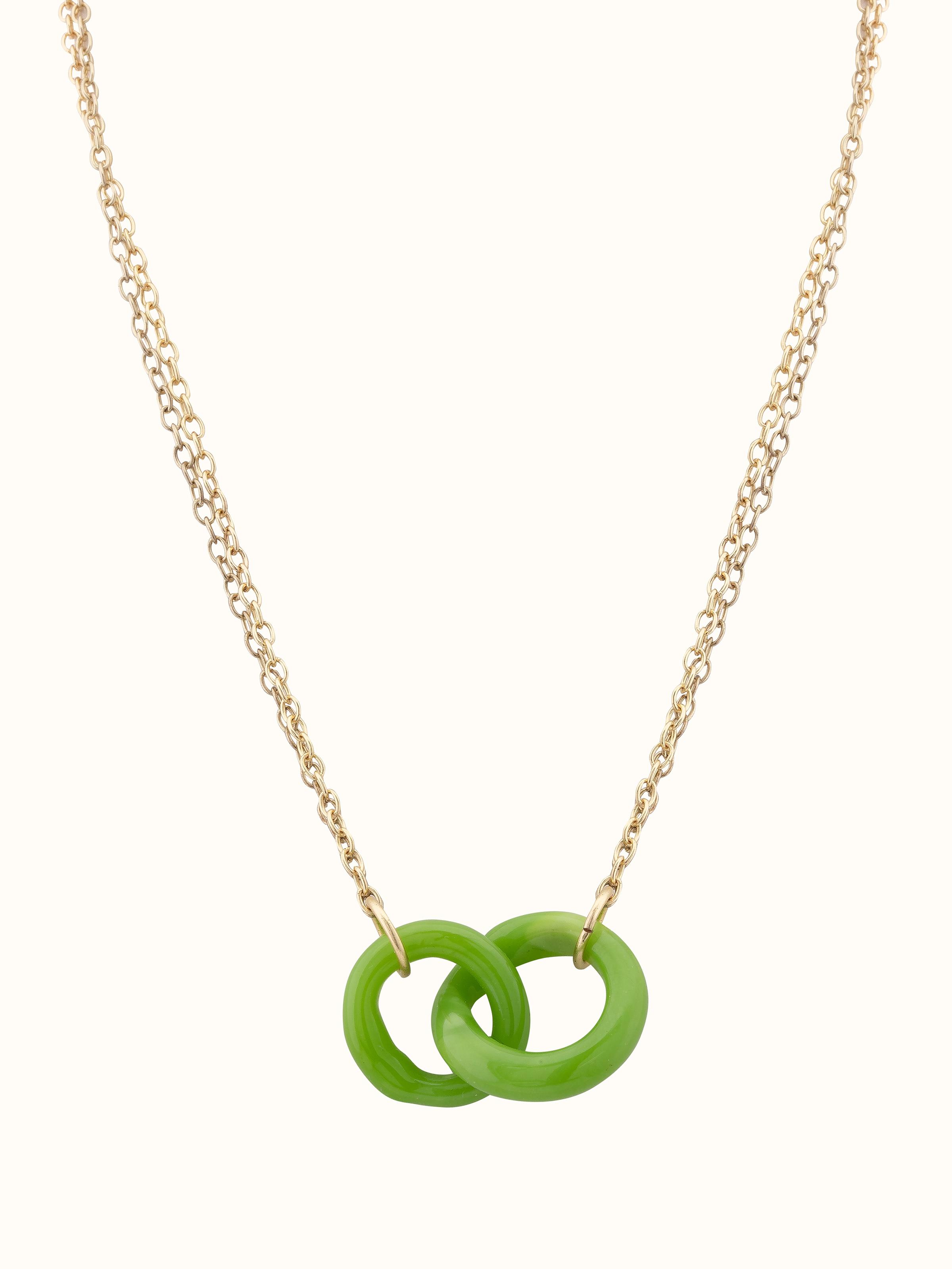 Front view of Glass bead collar necklace showcasing colorful bead design