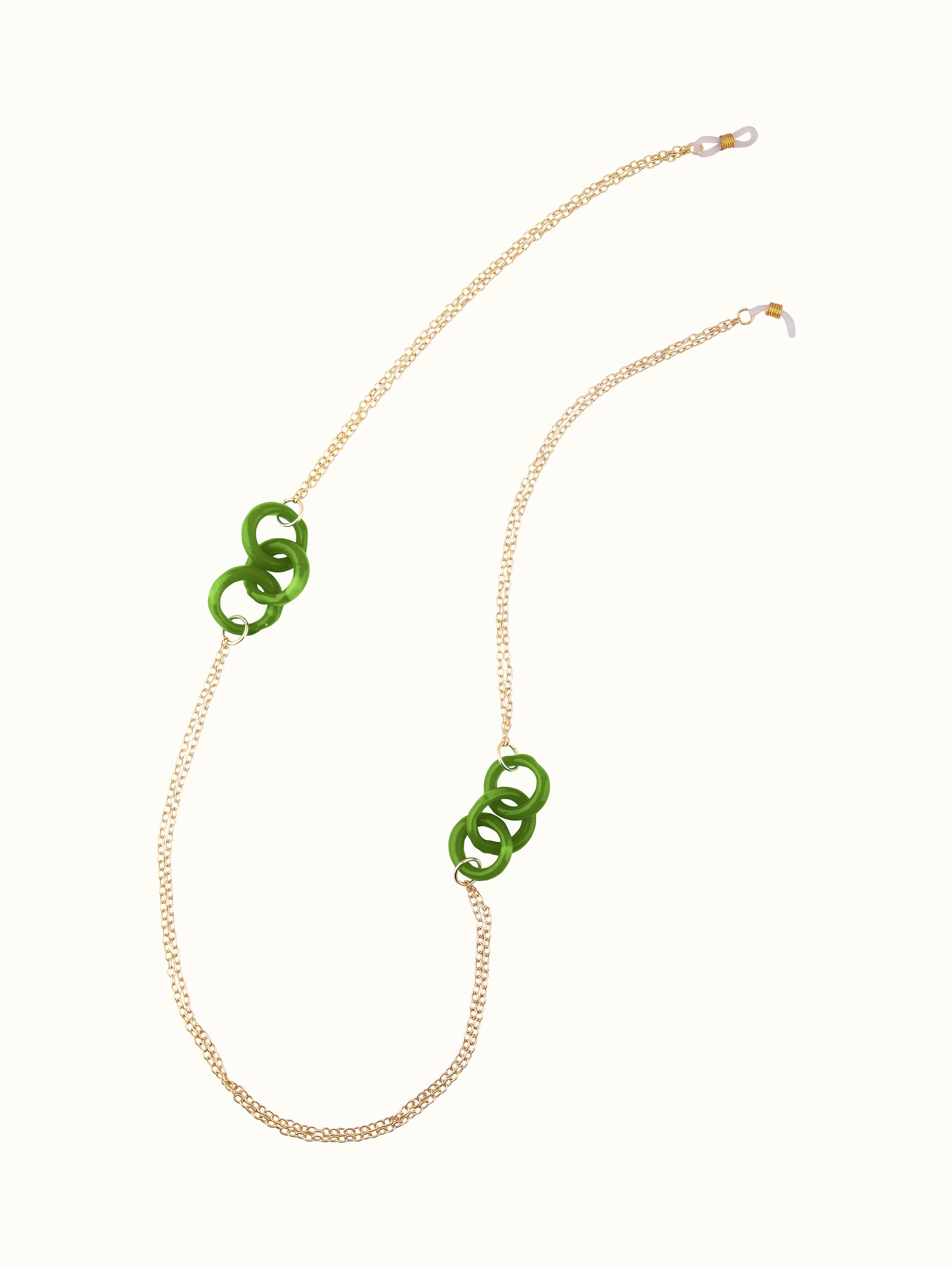 Front view of glass bead lanyard featuring vibrant colors and a stylish design.