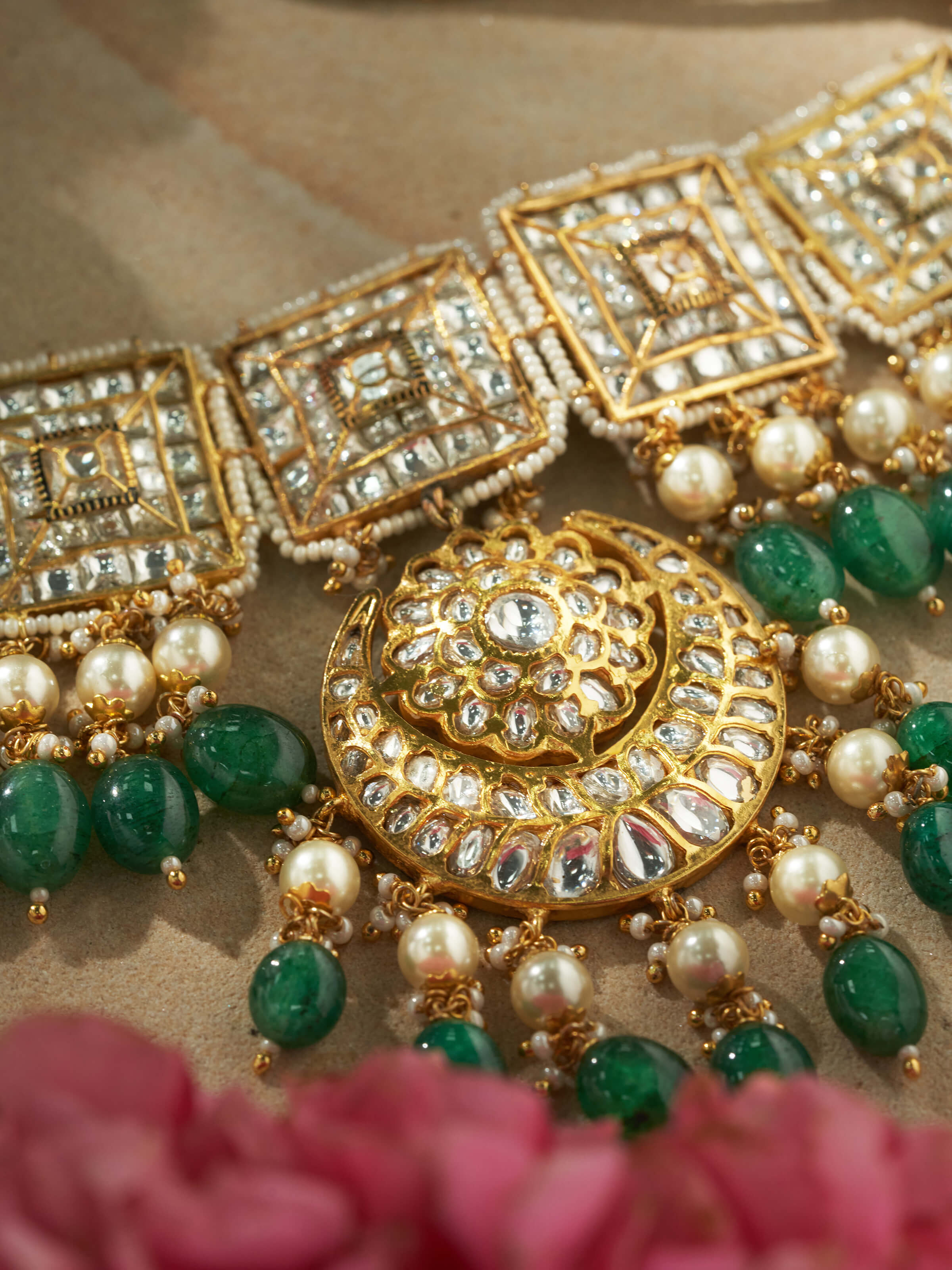 Back view of Bandhel Metal Collar Necklace showing the secure fastening and smooth design.