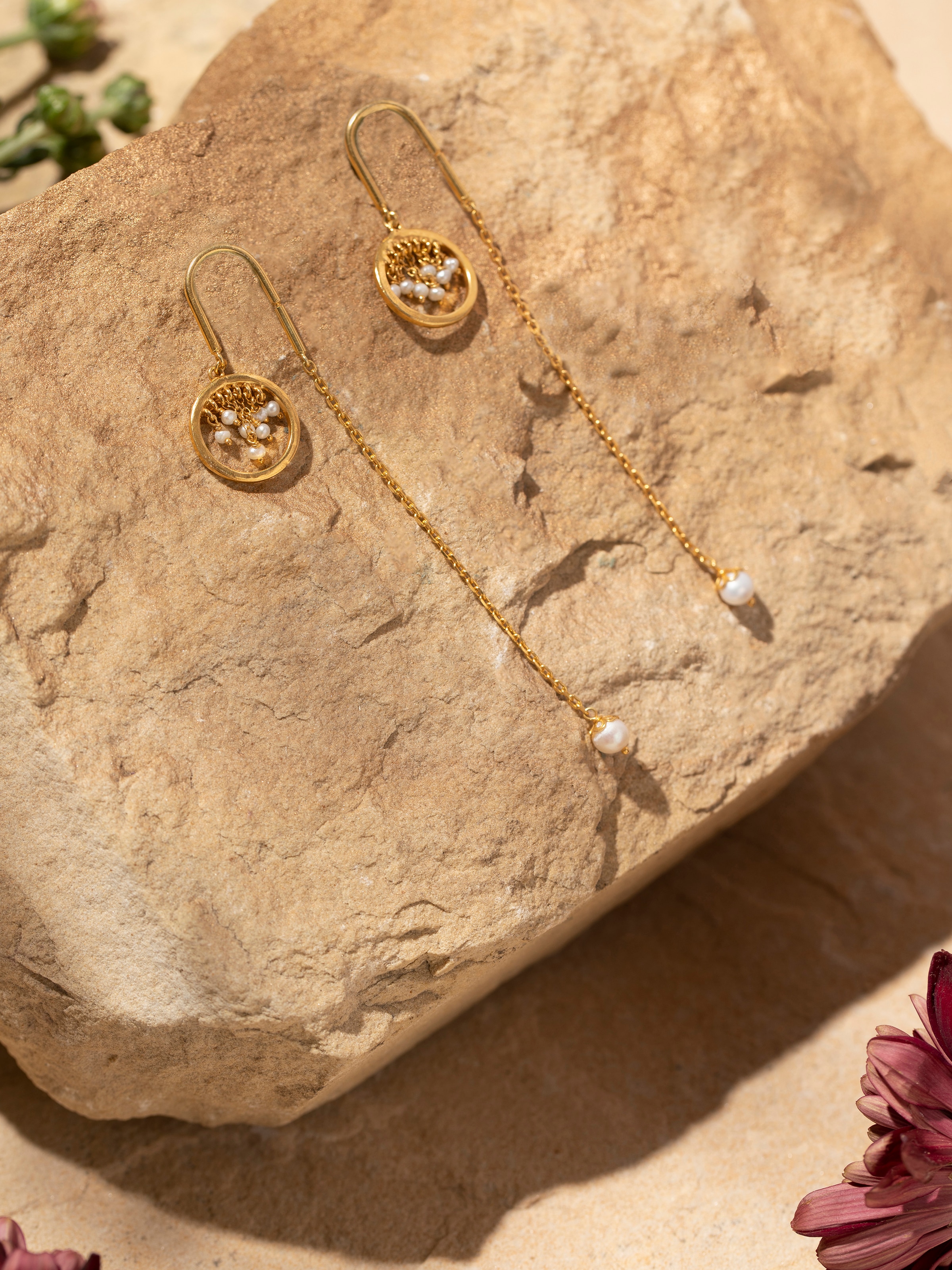 Close-up of Silver Smithing Threader Earrings highlighting fine silver finish and minimalistic design.