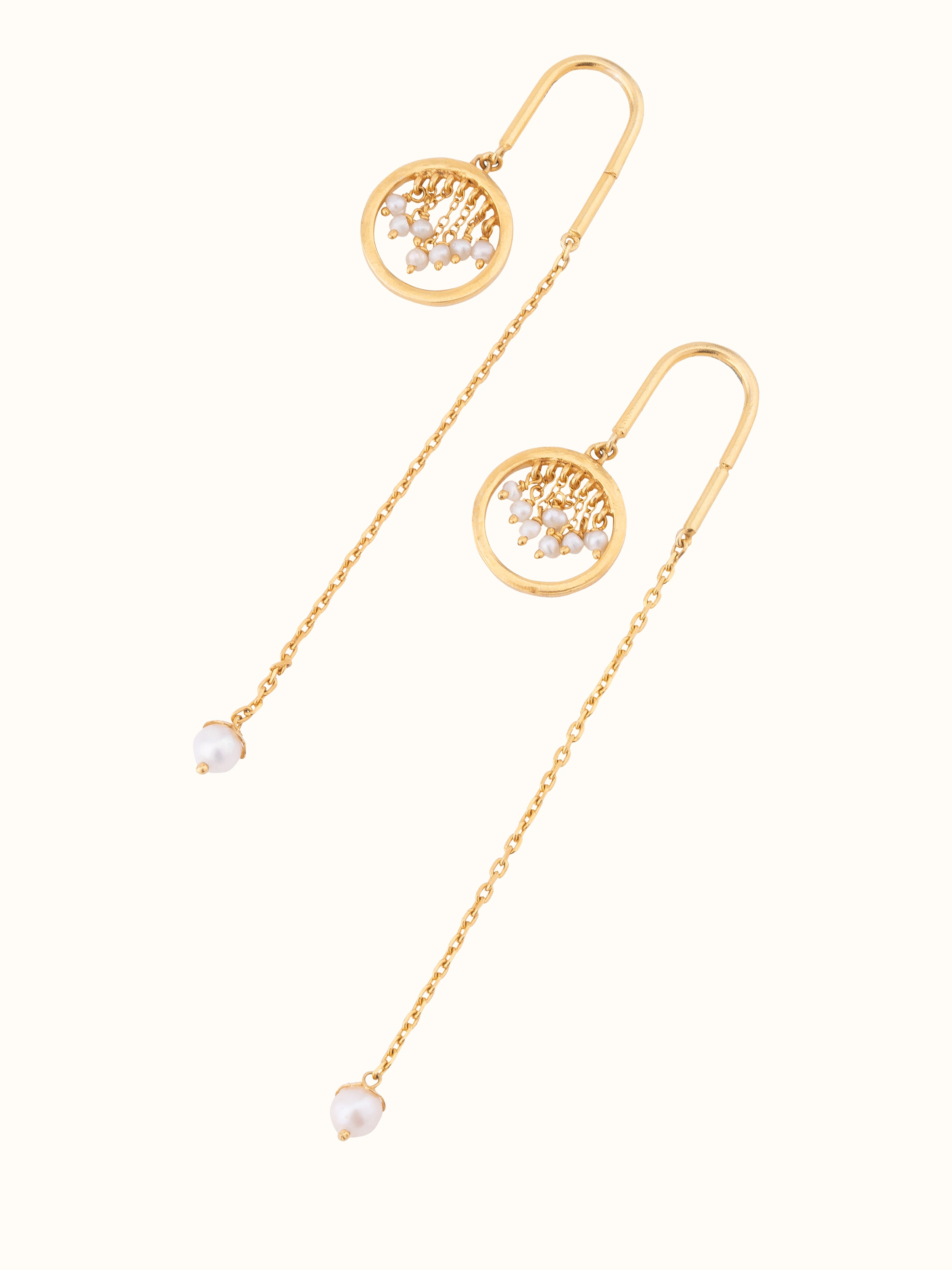 Front view of Silver Smithing Threader Earrings emphasizing stylish and sophisticated appearance.