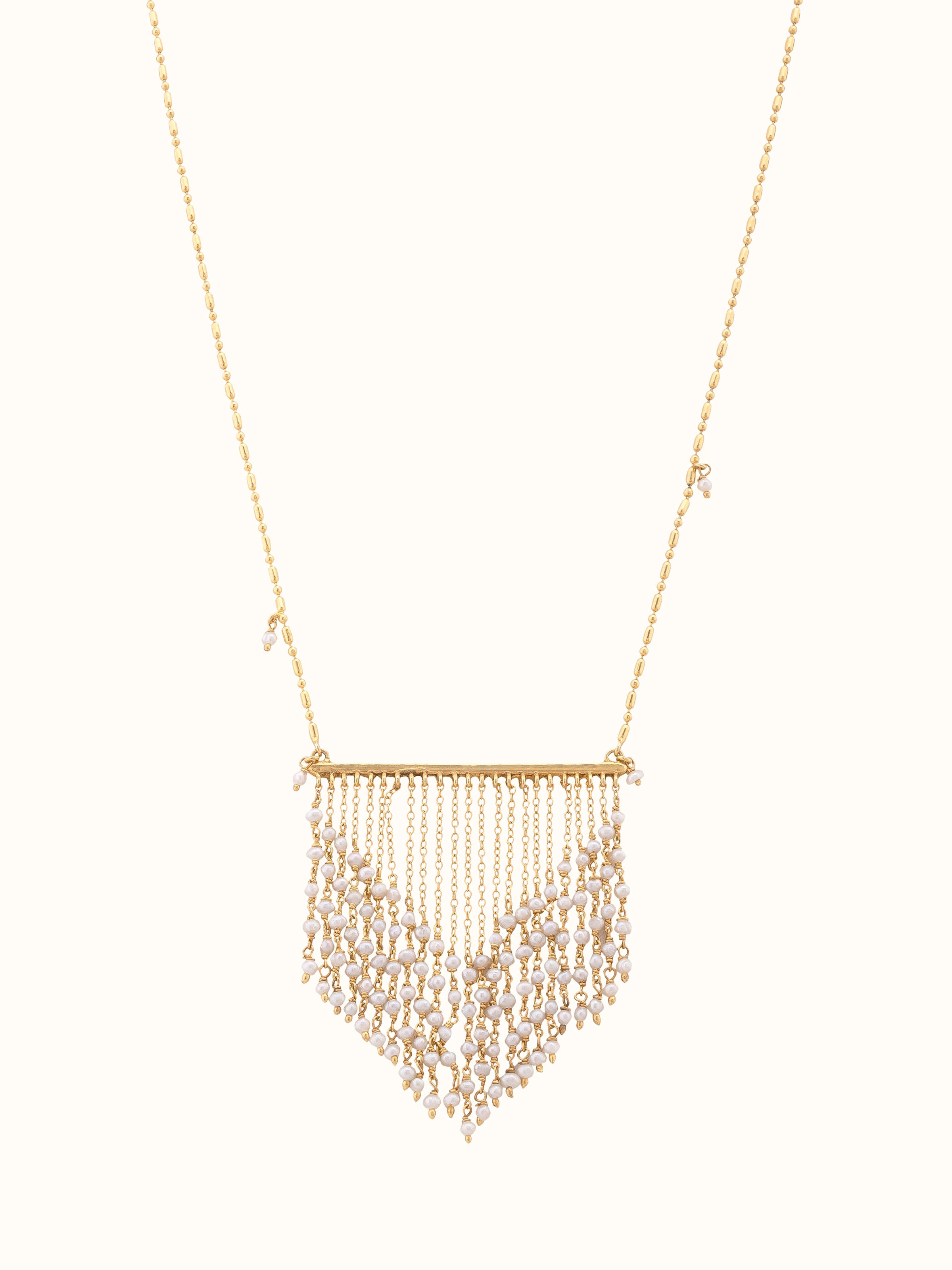 Front view of Silver Smithing Long Necklace showcasing intricate metalwork and traditional design