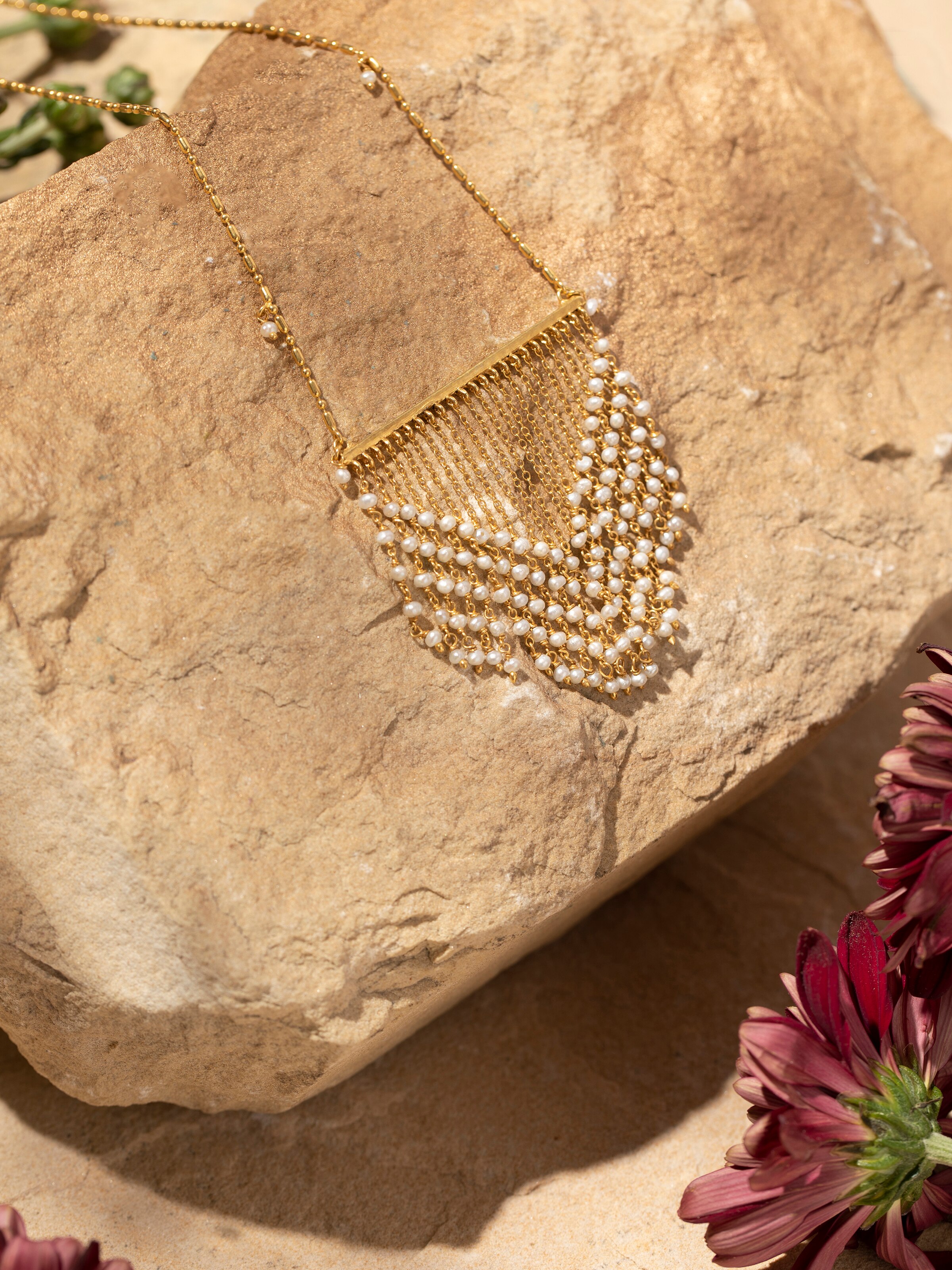 Close-up view of Silver Smithing Long Necklace emphasizing the intricate metalwork and fine detailing