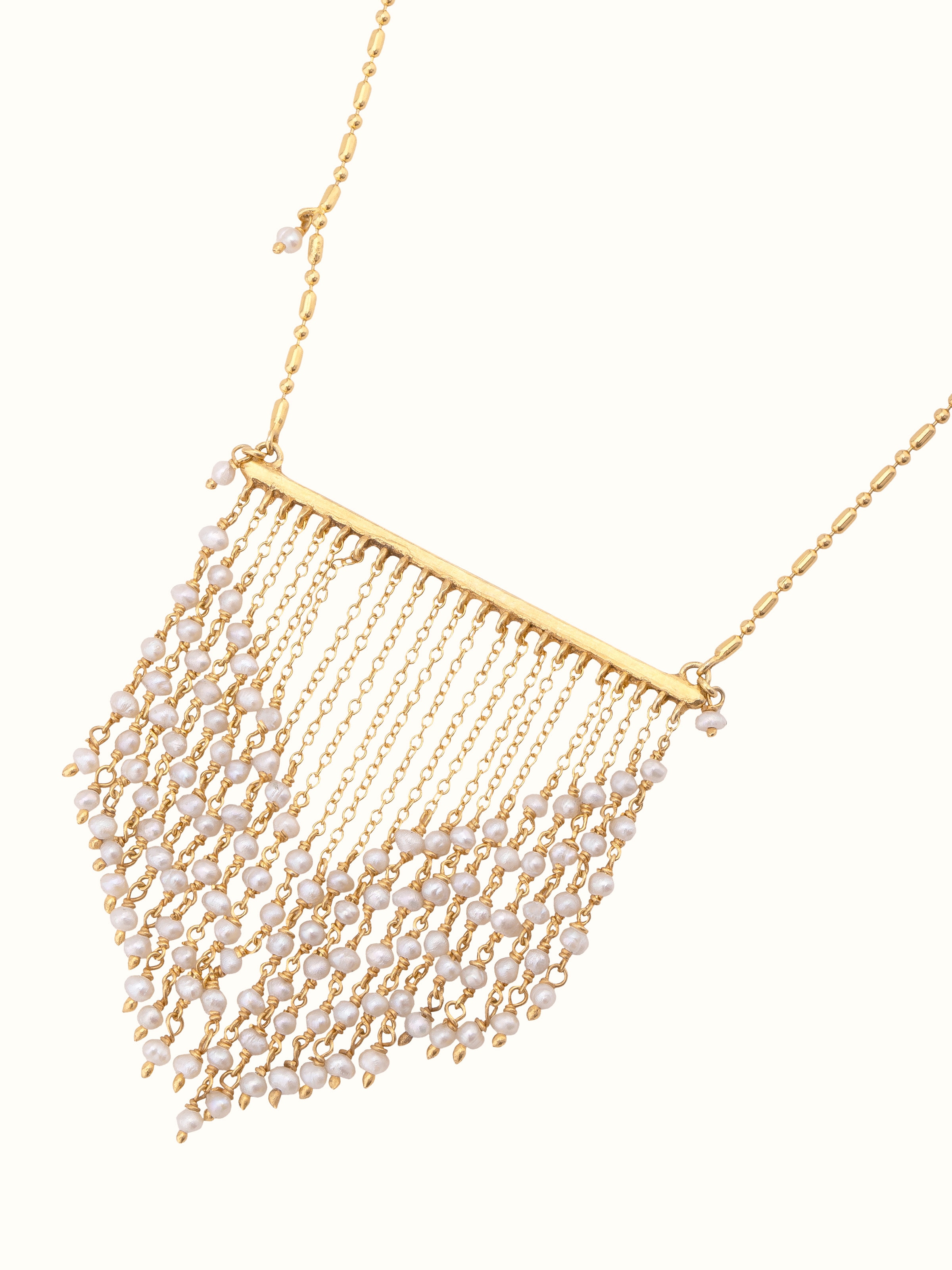 Overhead view of Silver Smithing Long Necklace showcasing the complete length and detailed design