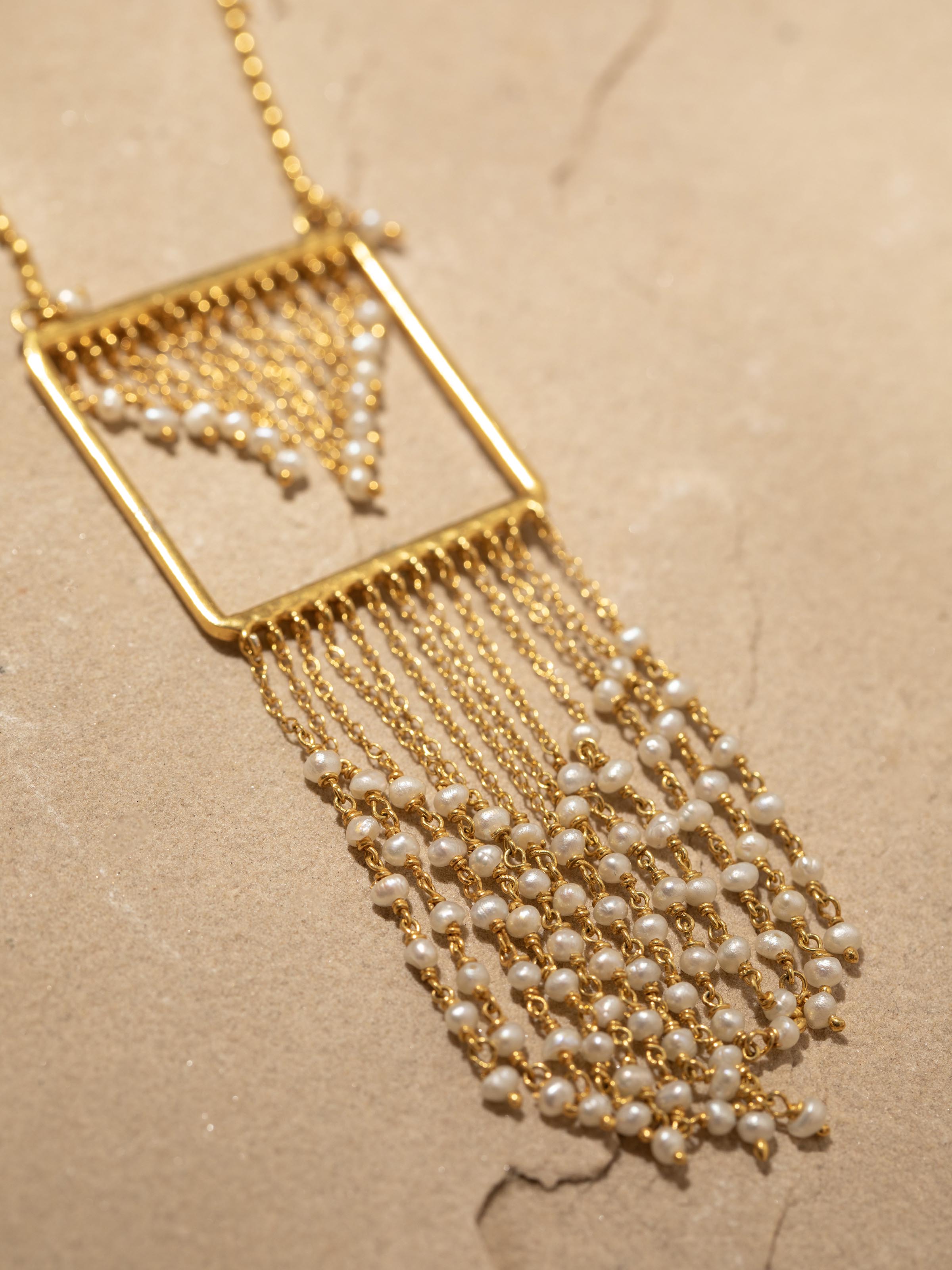 Detailed view of Silver Smithing Long Necklace highlighting the craftsmanship and design details.