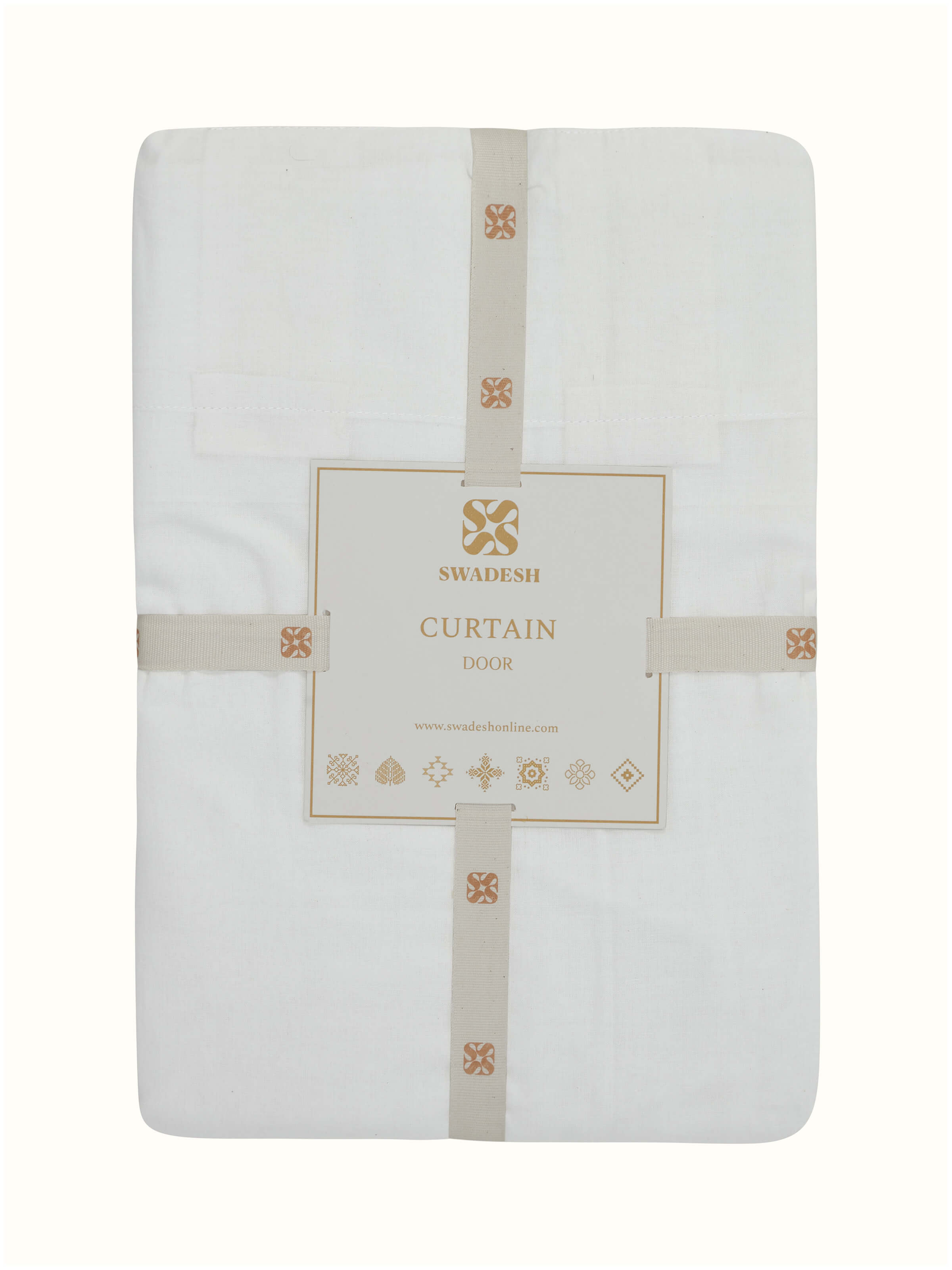 Ivory solid handloom cotton curtain (7 ft), displayed in a hanging position to emphasize its flow and appearance.