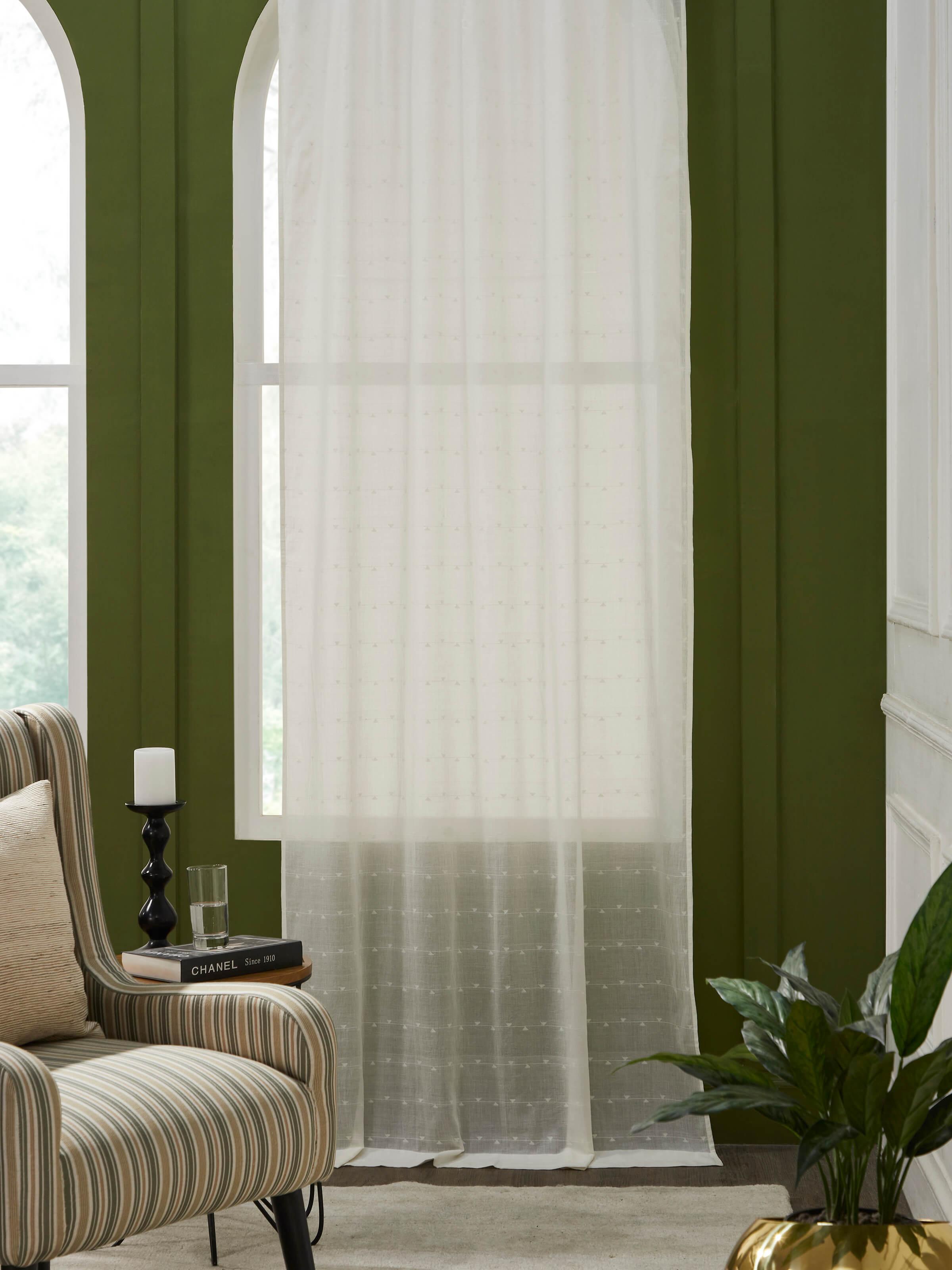 Kalpanama White Woven Buti Handloom Cotton Curtain (9 Ft)