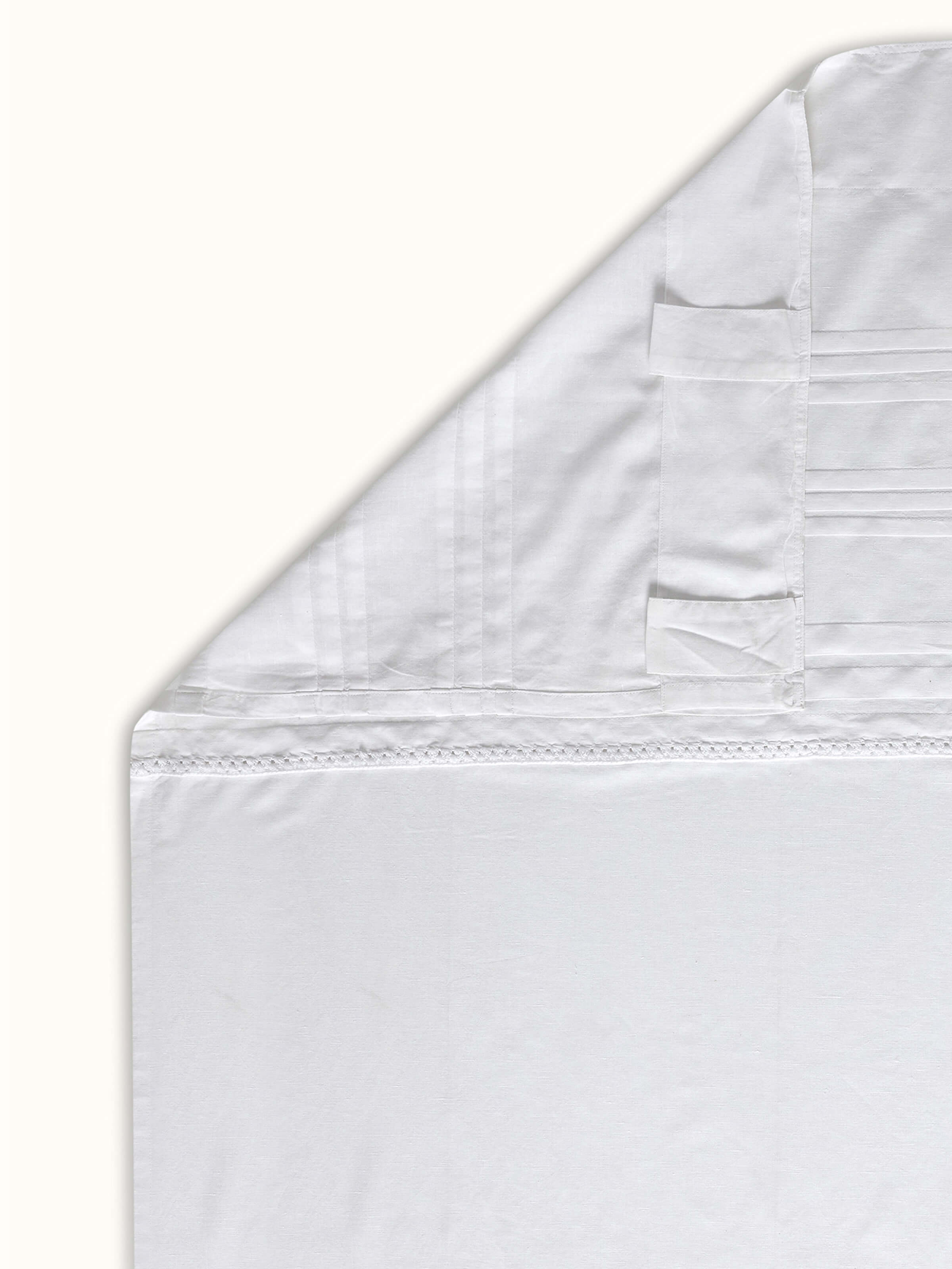 Detailed shot of the Nityam white solid cotton linen Sanganeri block printed sheer curtain (7 ft), showing the overall texture and design.