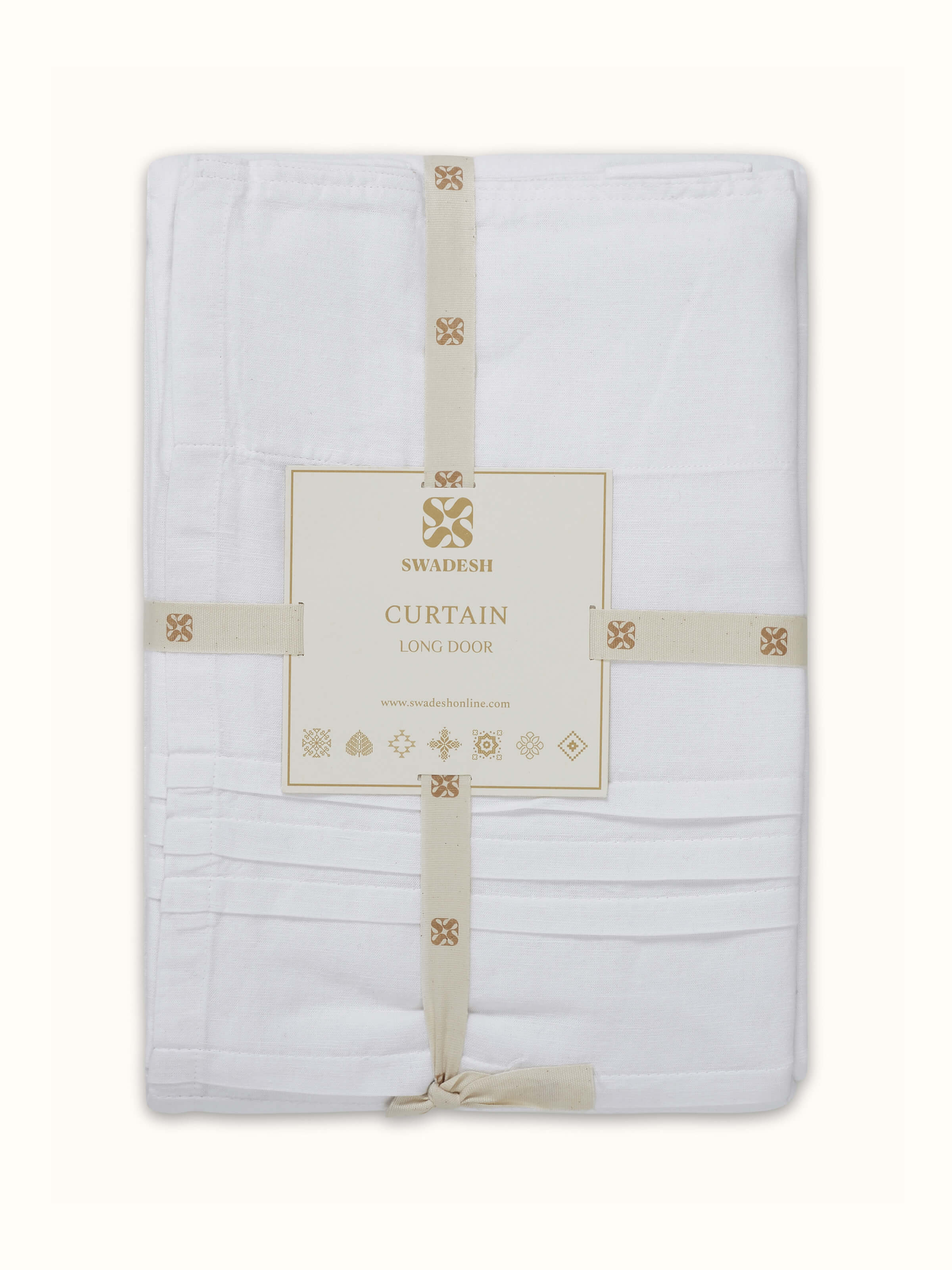 Nityam White Solid Cotton Silk Sanganeri Block Printed Sheer Curtain displayed in a room, showing its lightweight and elegant drape.