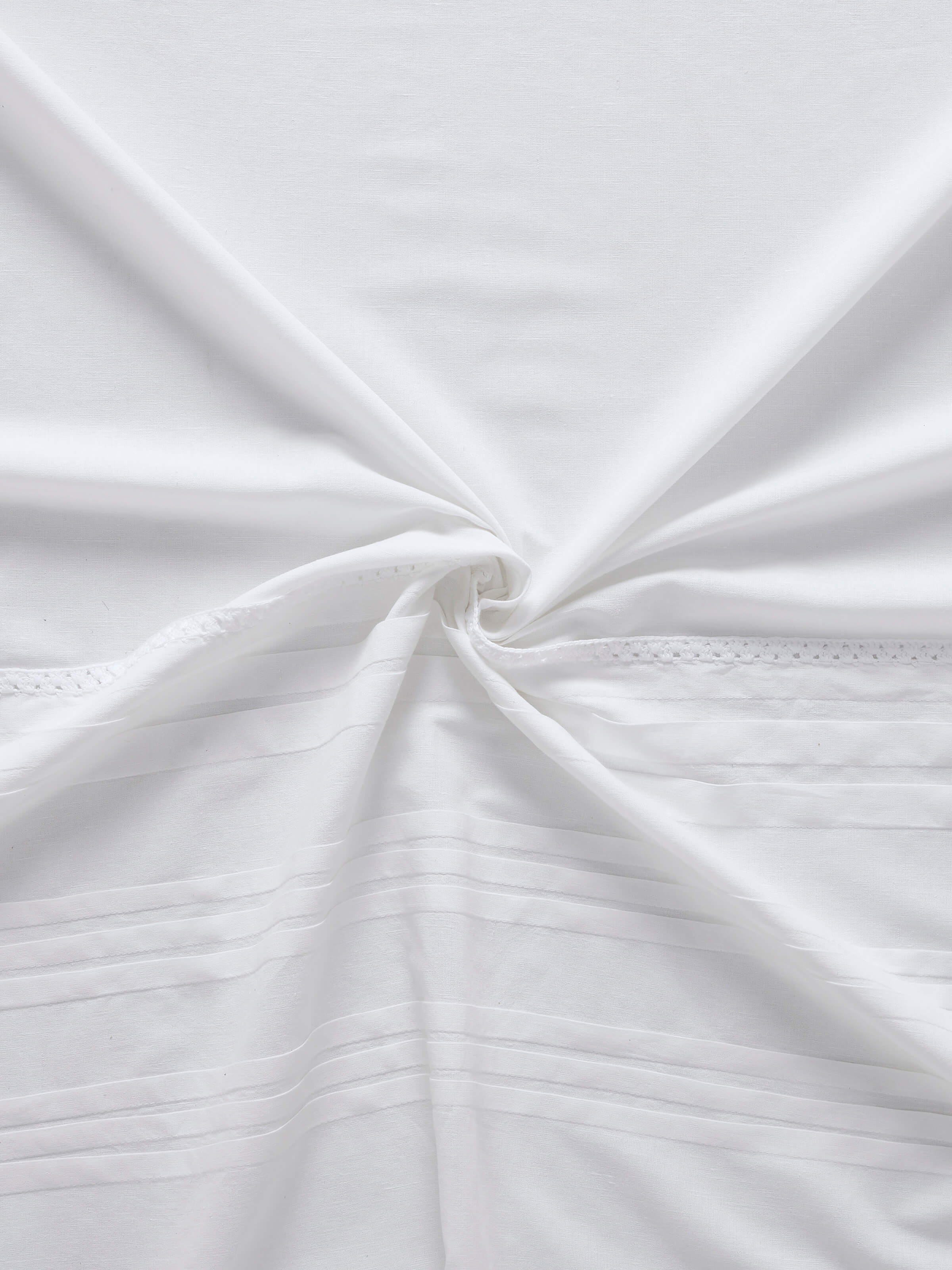 Detail view of the Nityam White Solid Cotton Silk Sanganeri Block Printed Sheer Curtain, focusing on the texture and block print.