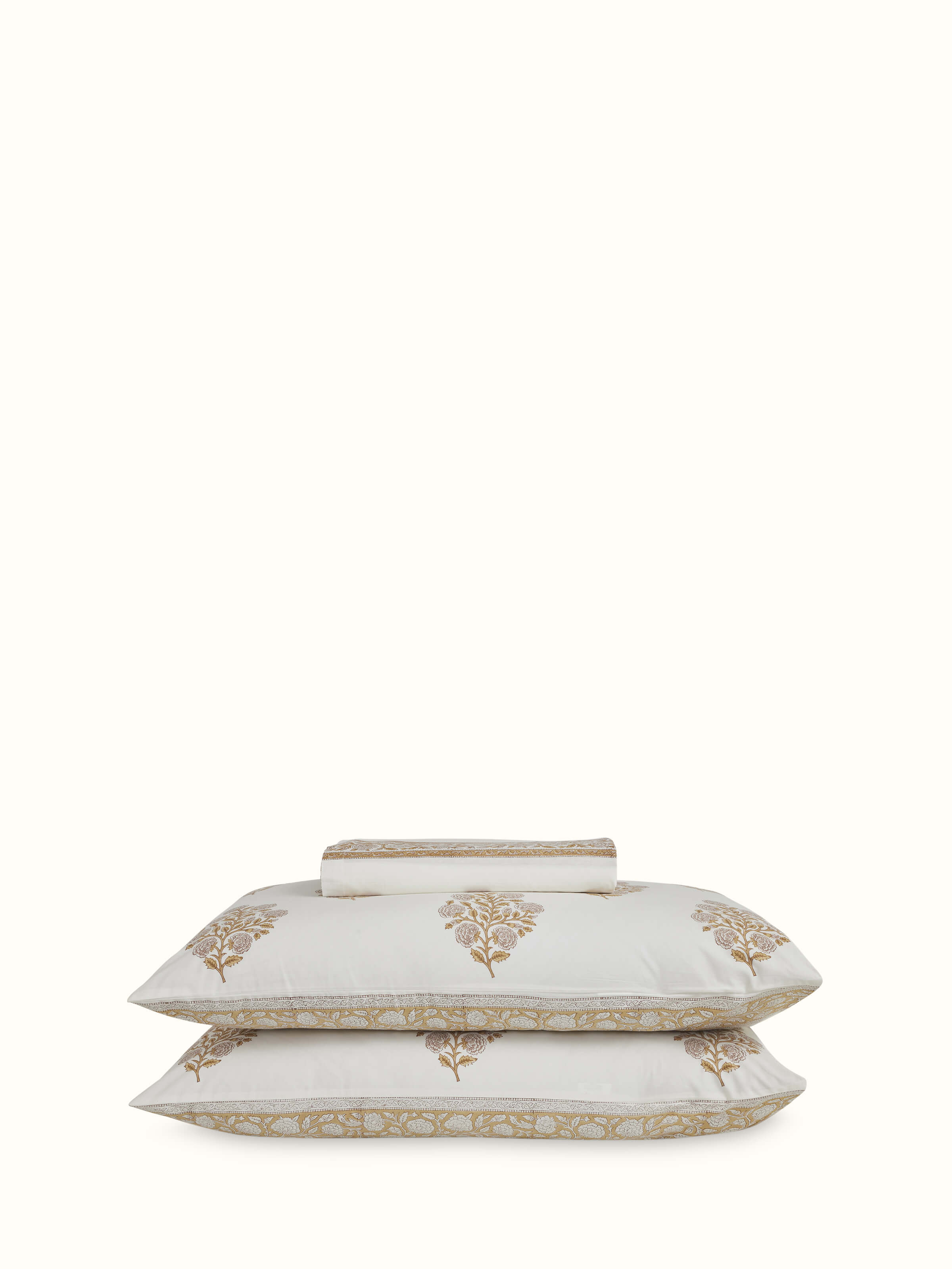 Saha brown floral cotton Sanganeri block printed queen bedsheet set, showcasing the detailed floral pattern