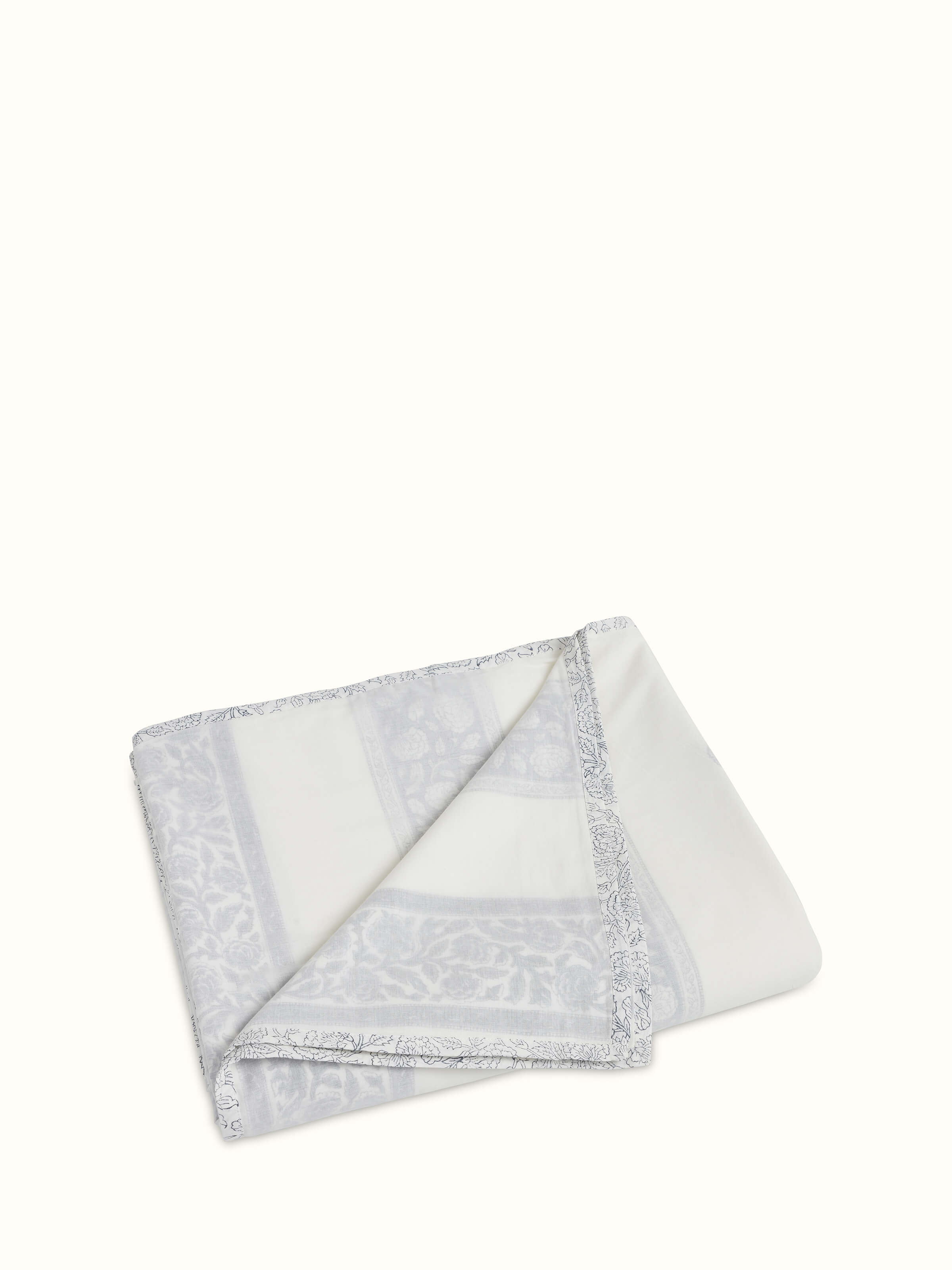 Full view of grey jaal cotton Sanganeri block printed double dohar, showcasing the intricate block print design and soft cotton texture.