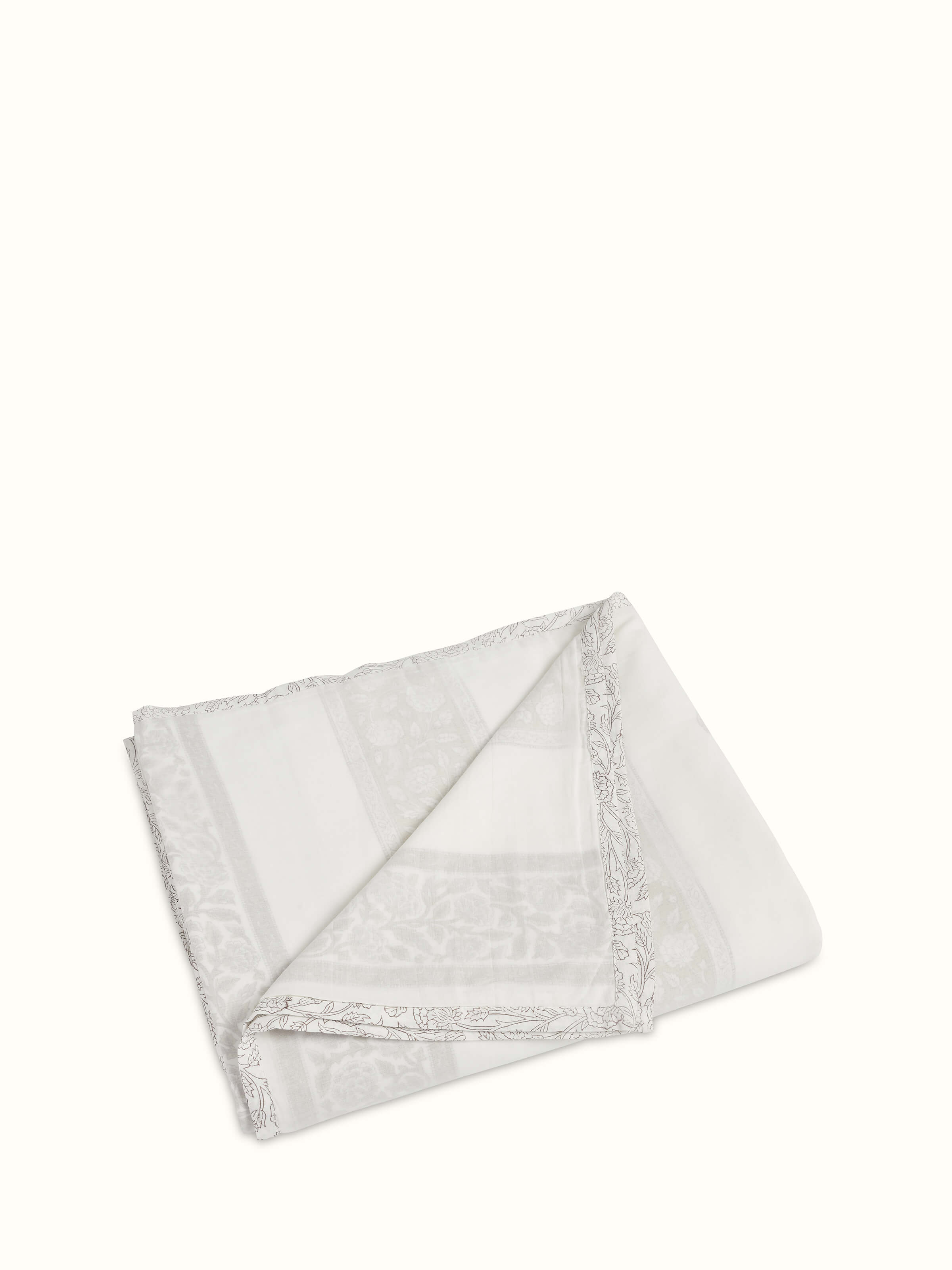 Full view of Saha brown buta stripe cotton Sanganeri block printed single dohar, showcasing its brown stripe pattern and block print design.