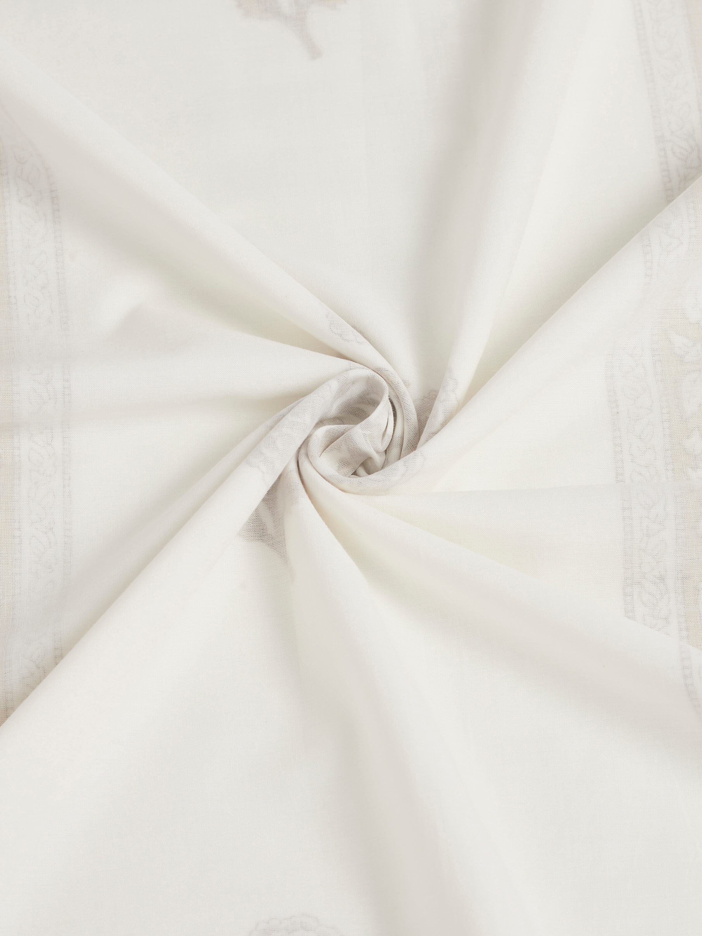 Detailed view of Saha brown buta stripe cotton Sanganeri block printed single dohar, focusing on the texture and print pattern.