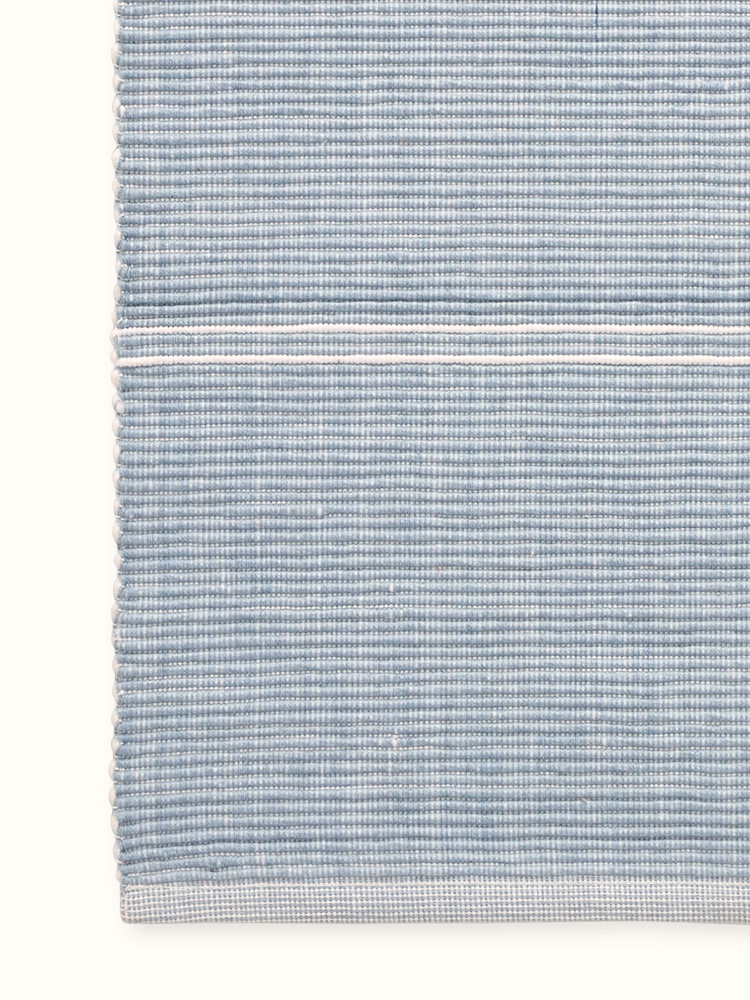 Detail shot 1: Close-up showing the texture of cotton weave and striped color bands in the runner.