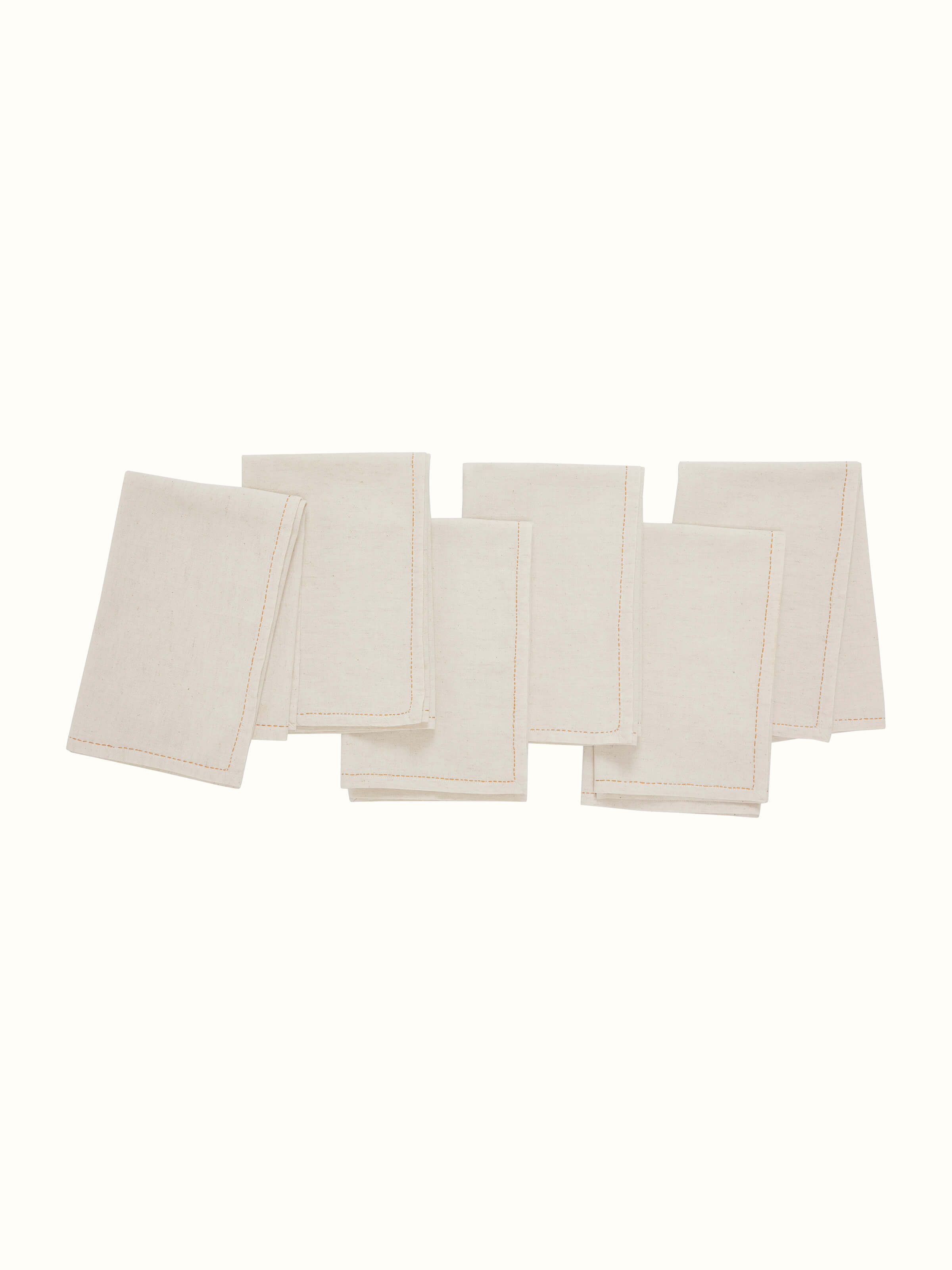 Detailed view of Sveth yellow solid cotton Chikankari dinner napkins (6 pcs) showing the quality of the cotton and Chikankari work.