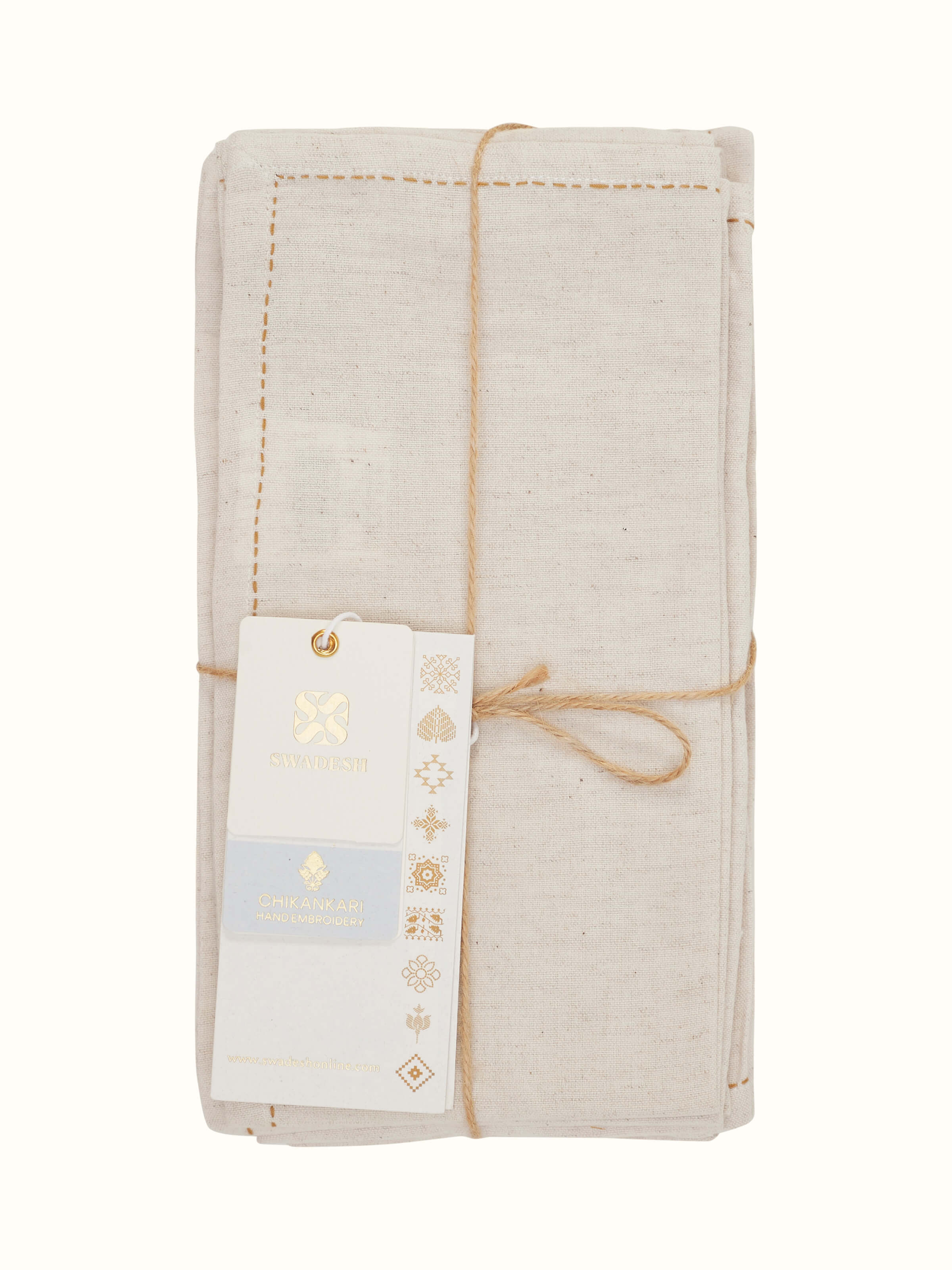 Sveth yellow solid cotton Chikankari dinner napkins (6 pcs) in a table setting to show their use and design impact.