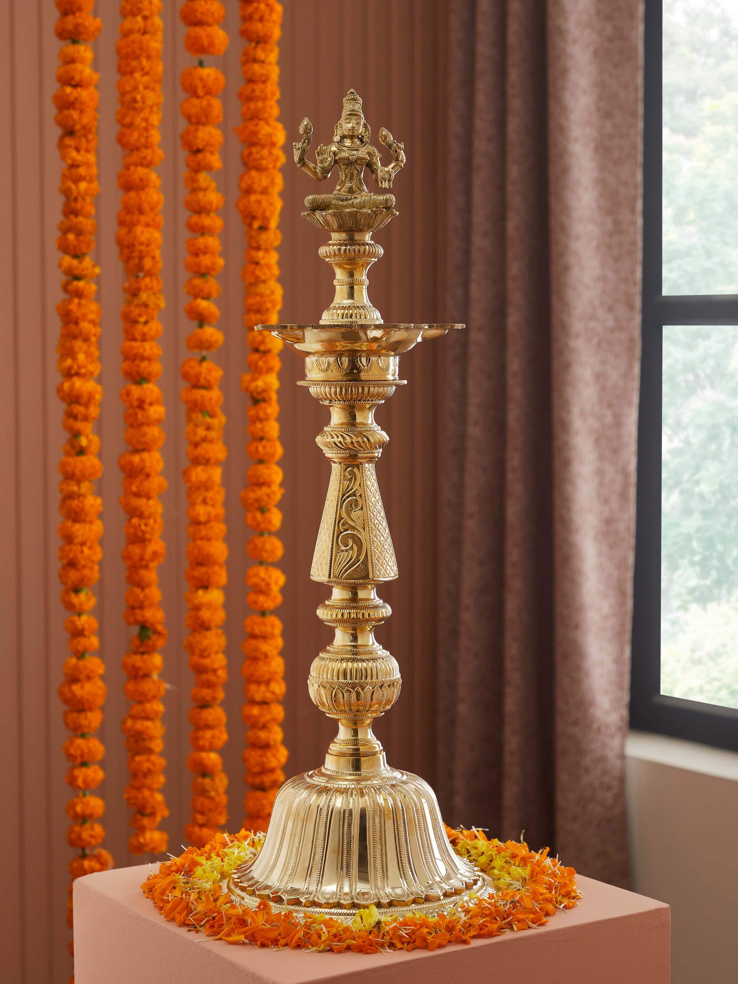 Polished Brass Vilakku Stand Diya