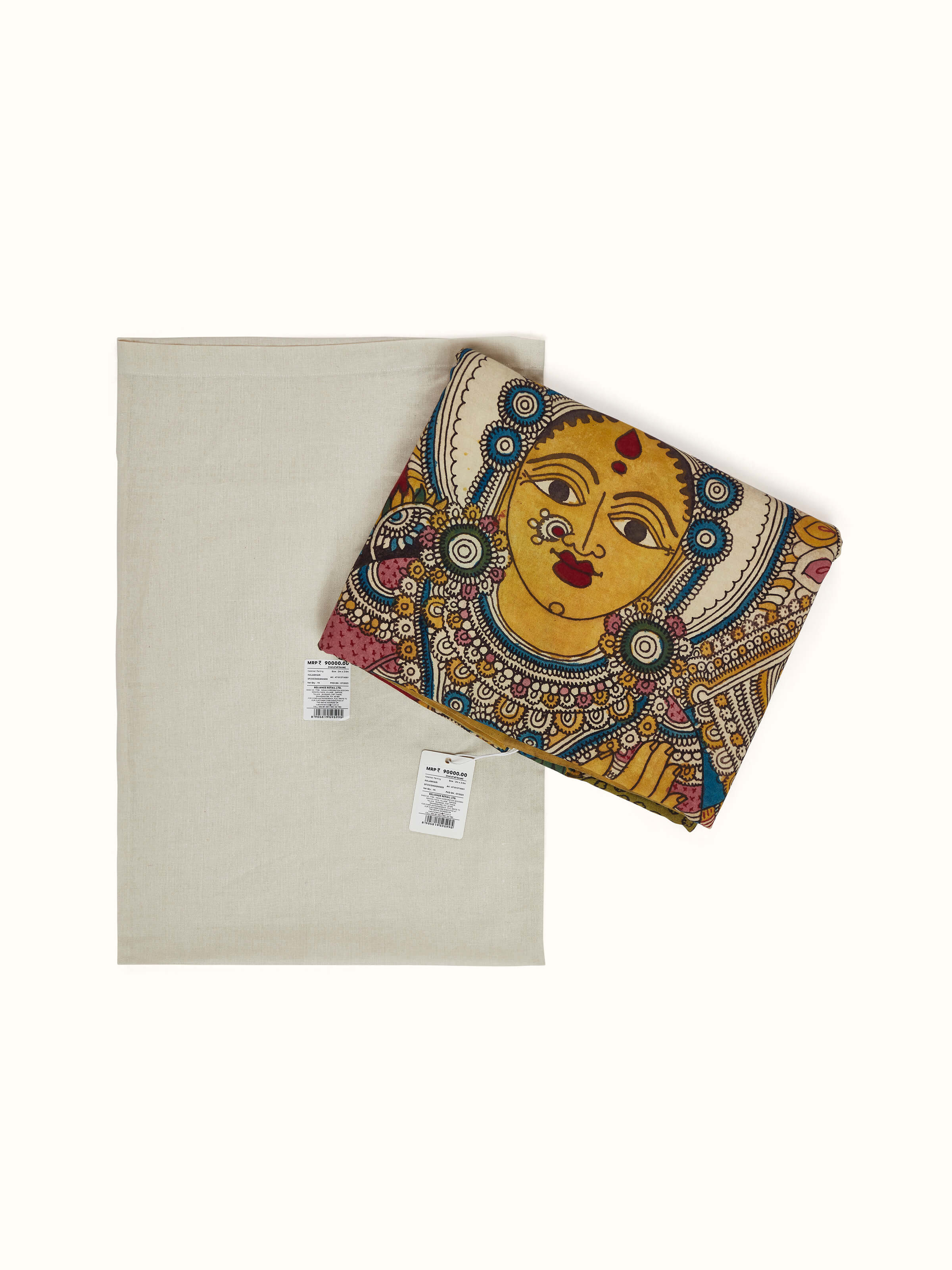 Back view of Kalamkari Hand-painted Wall Art by Swadesh highlighting the craftsmanship and traditional hand-painting technique.